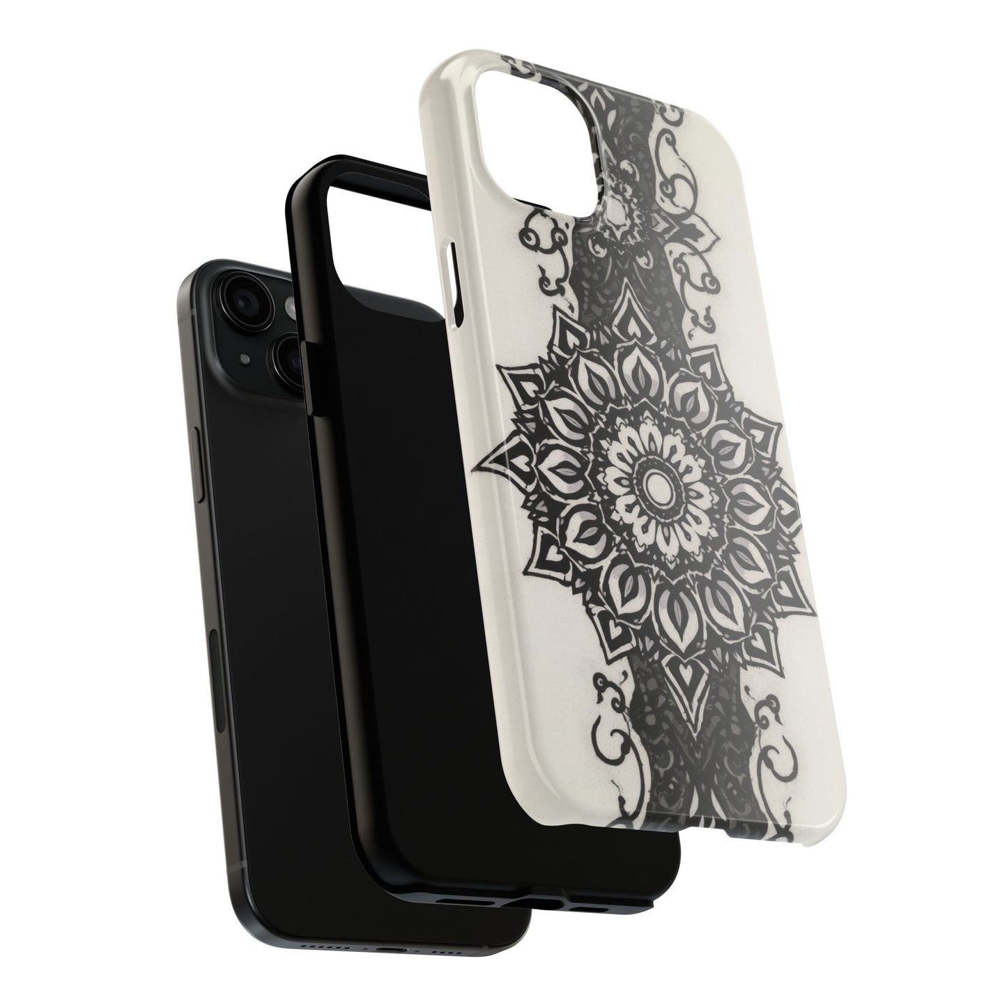 Stylish Tough Phone Cases with Dark Mandala Design - Durable and Unique Protection - for iPhone