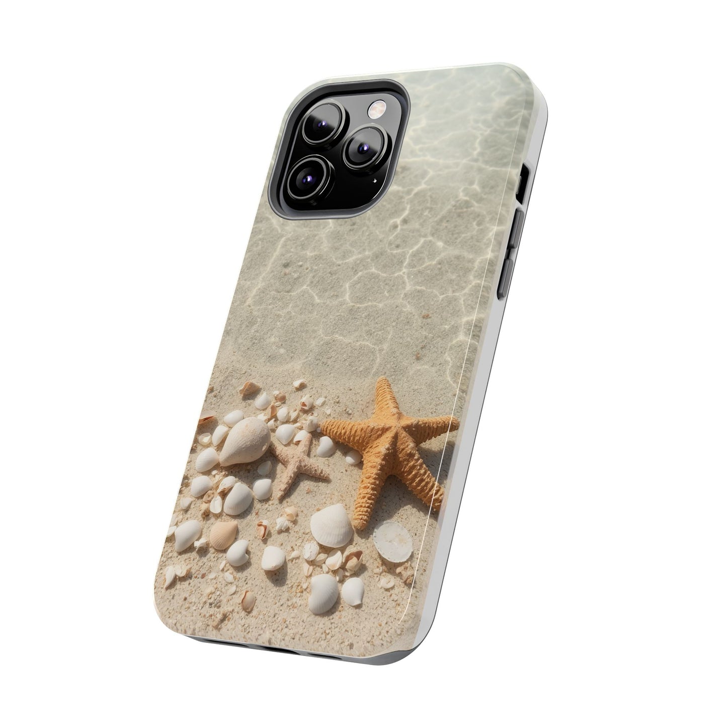 Beach-Inspired Tough Phone Case with Starfish and Seashell Design