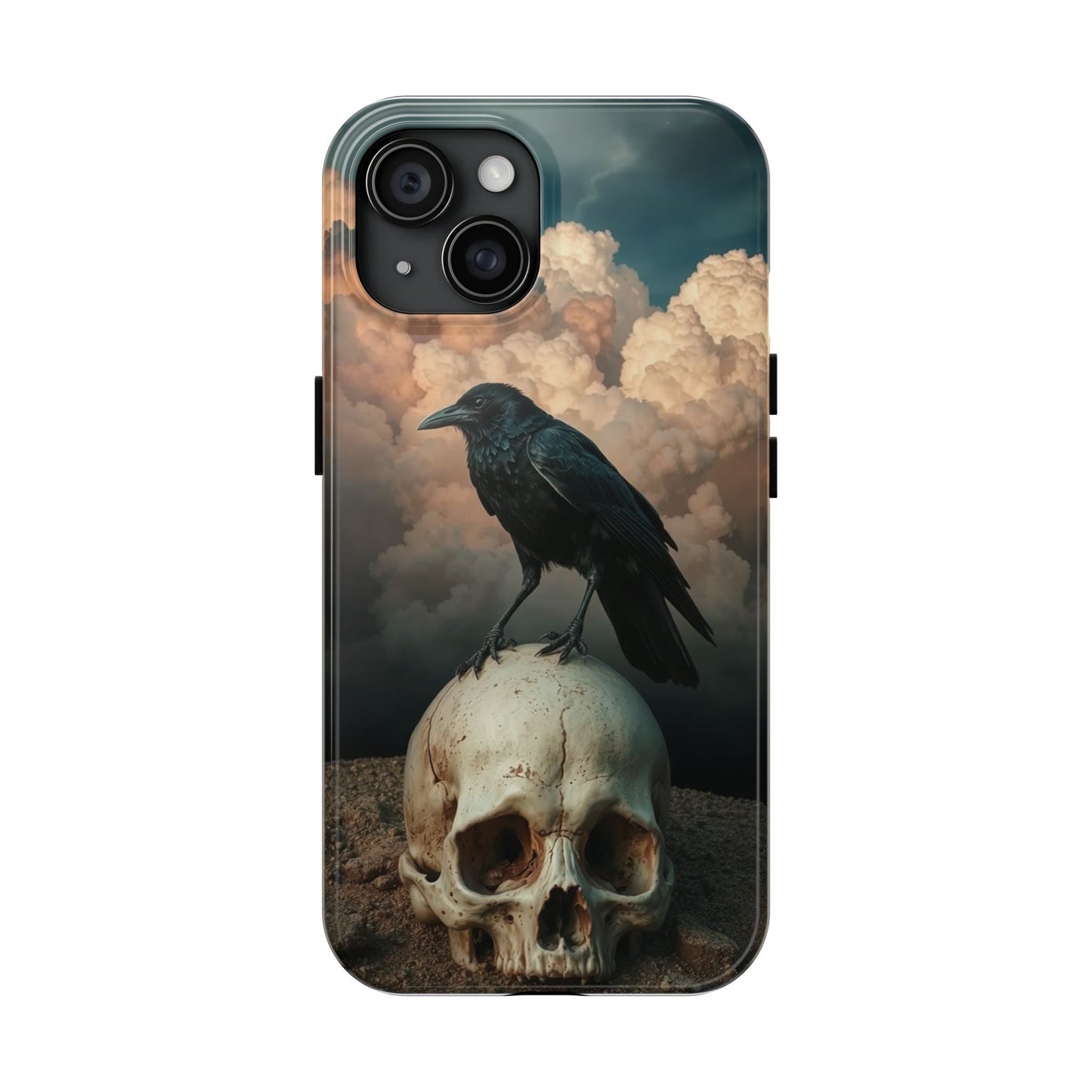 Gothic Raven Skull Tough Phone Case - Unique Protective Cover for Halloween Lovers