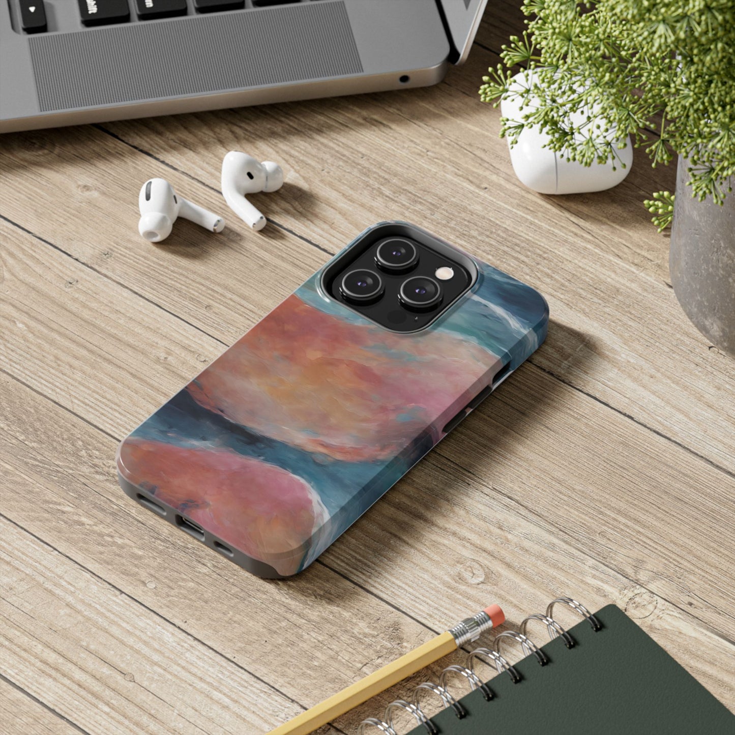 Artistic Painted Sea Tough Phone Case - Abstract Waves Design - for iPhone