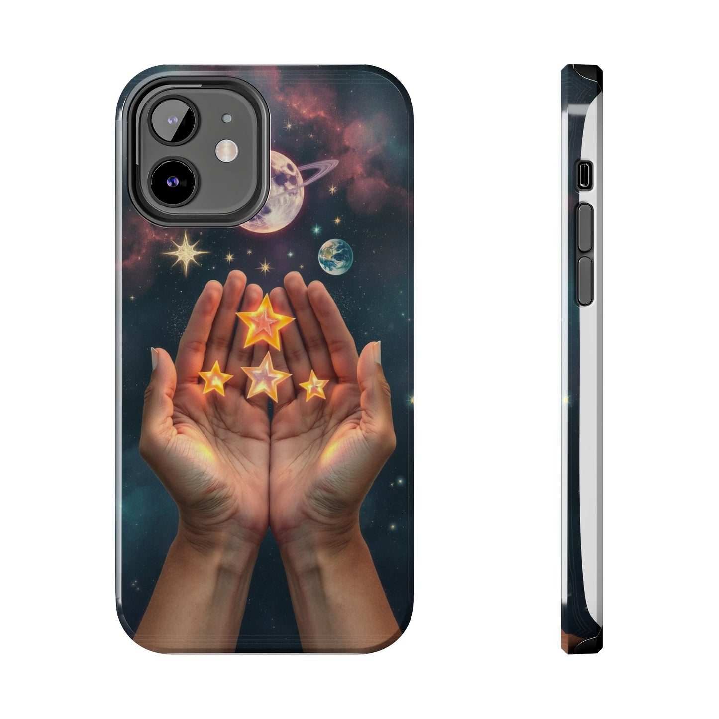 Galaxy Hands Tough Phone Case - Celestial Design for Star Lovers