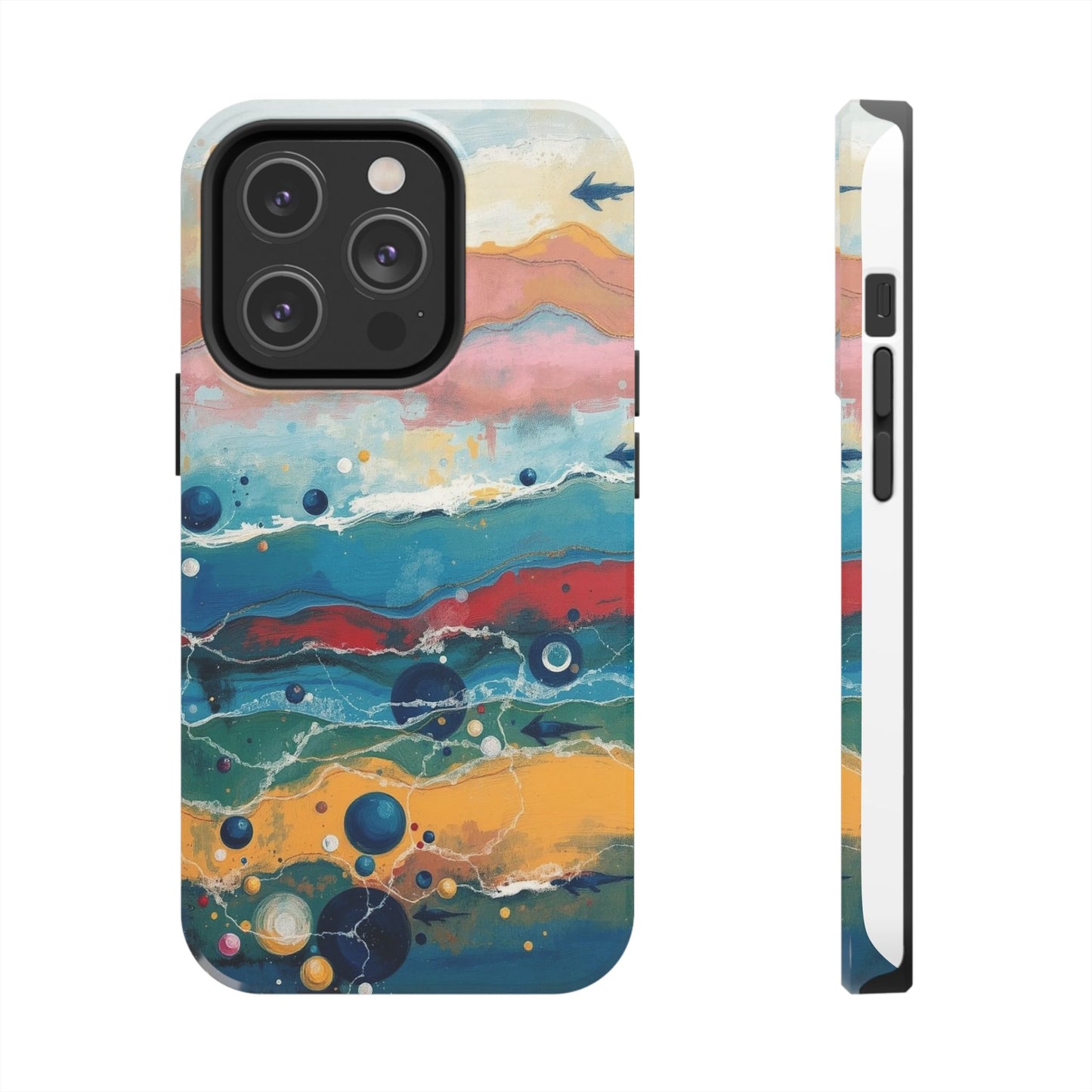 Artistic Tough Phone Case - Vibrant Waves Design for Unique Style