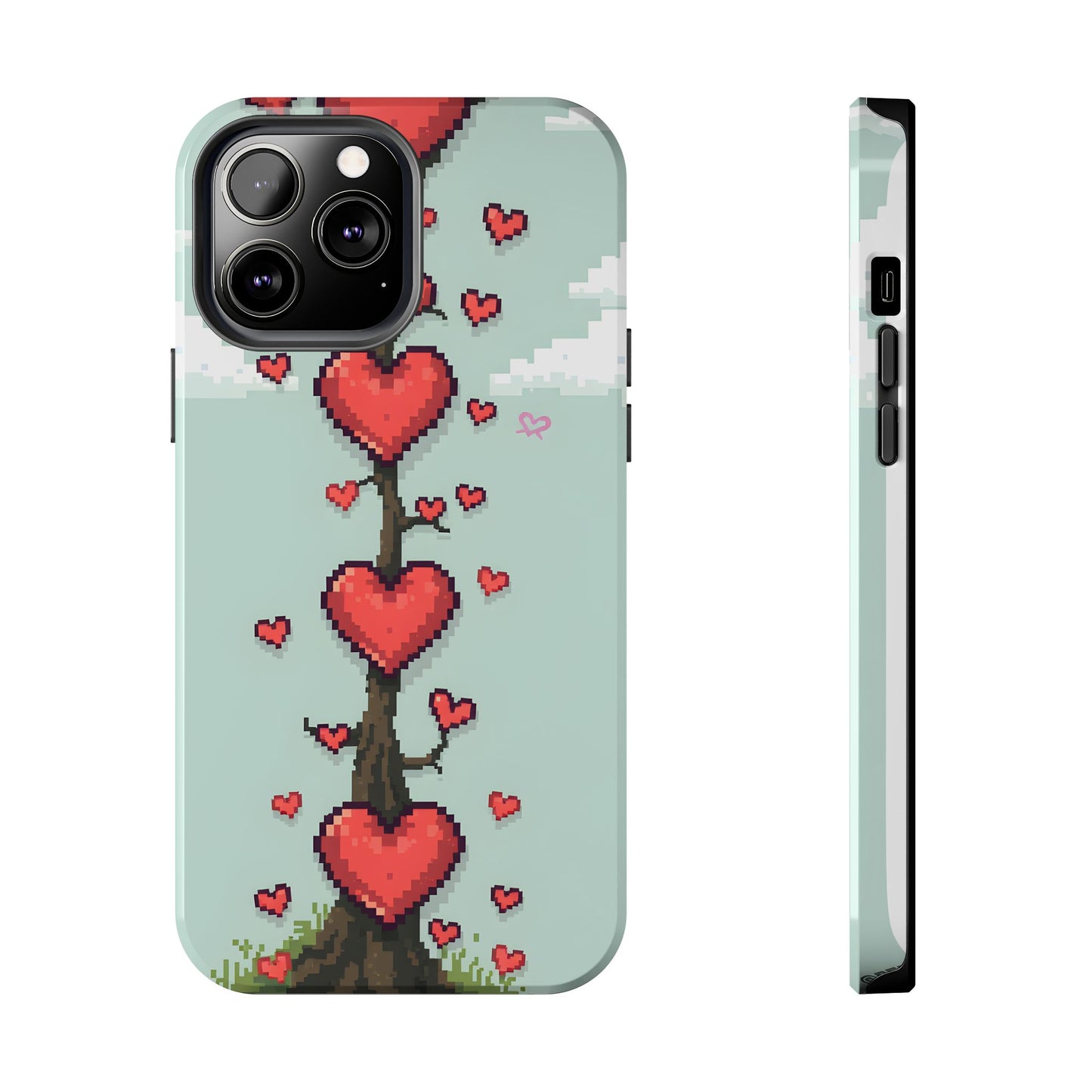 Pixelated Love Hearts Tree | Tough Phone Case - Cute Design - for iPhone