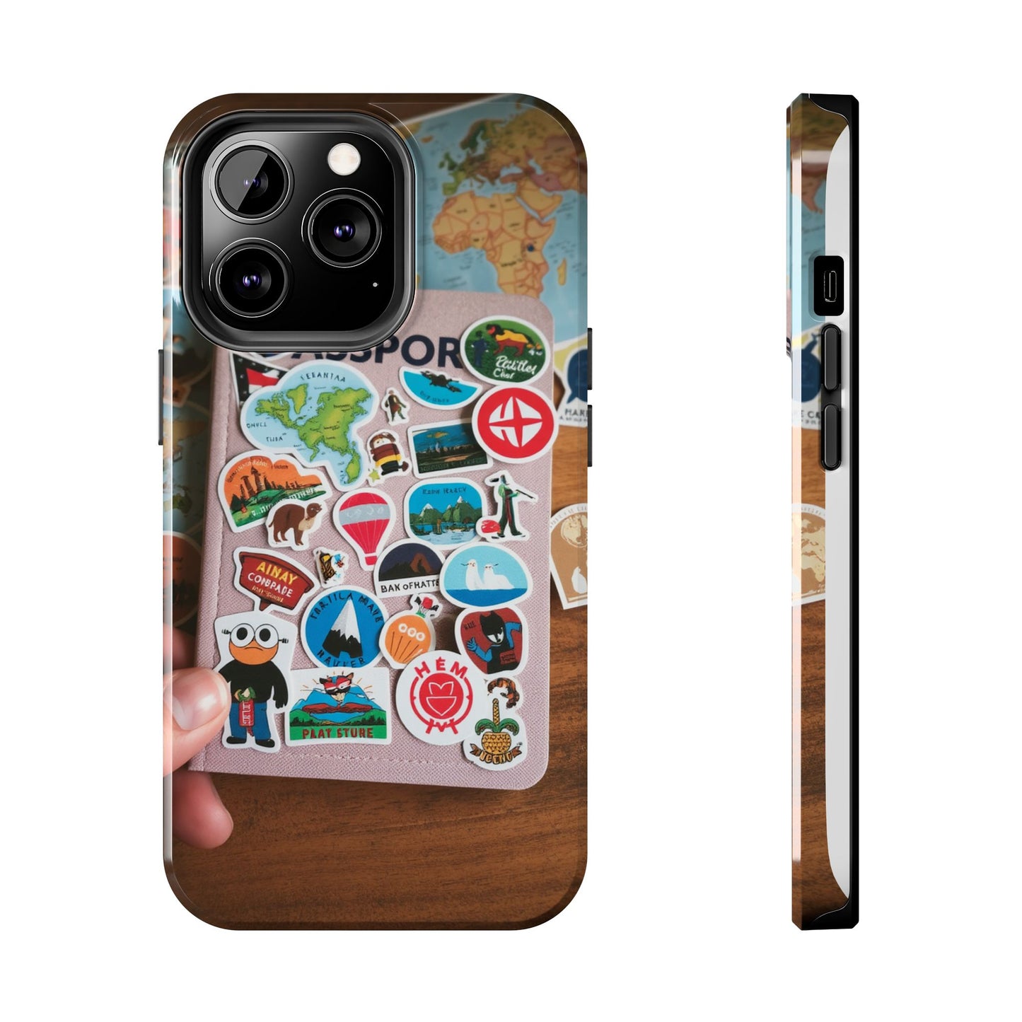Adventure Stickers Phone Case - Tough Protection for Travel Lovers