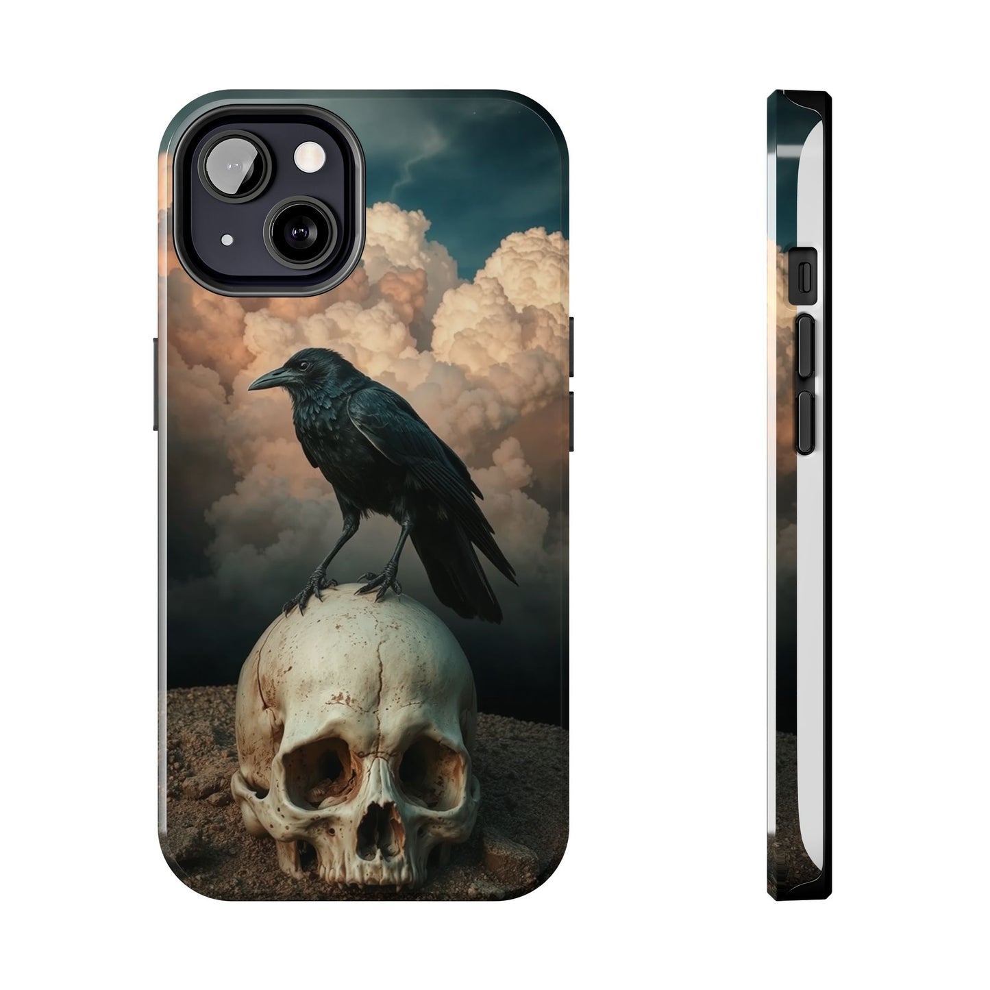 Gothic Raven Skull Tough Phone Case - Unique Protective Cover for Halloween Lovers
