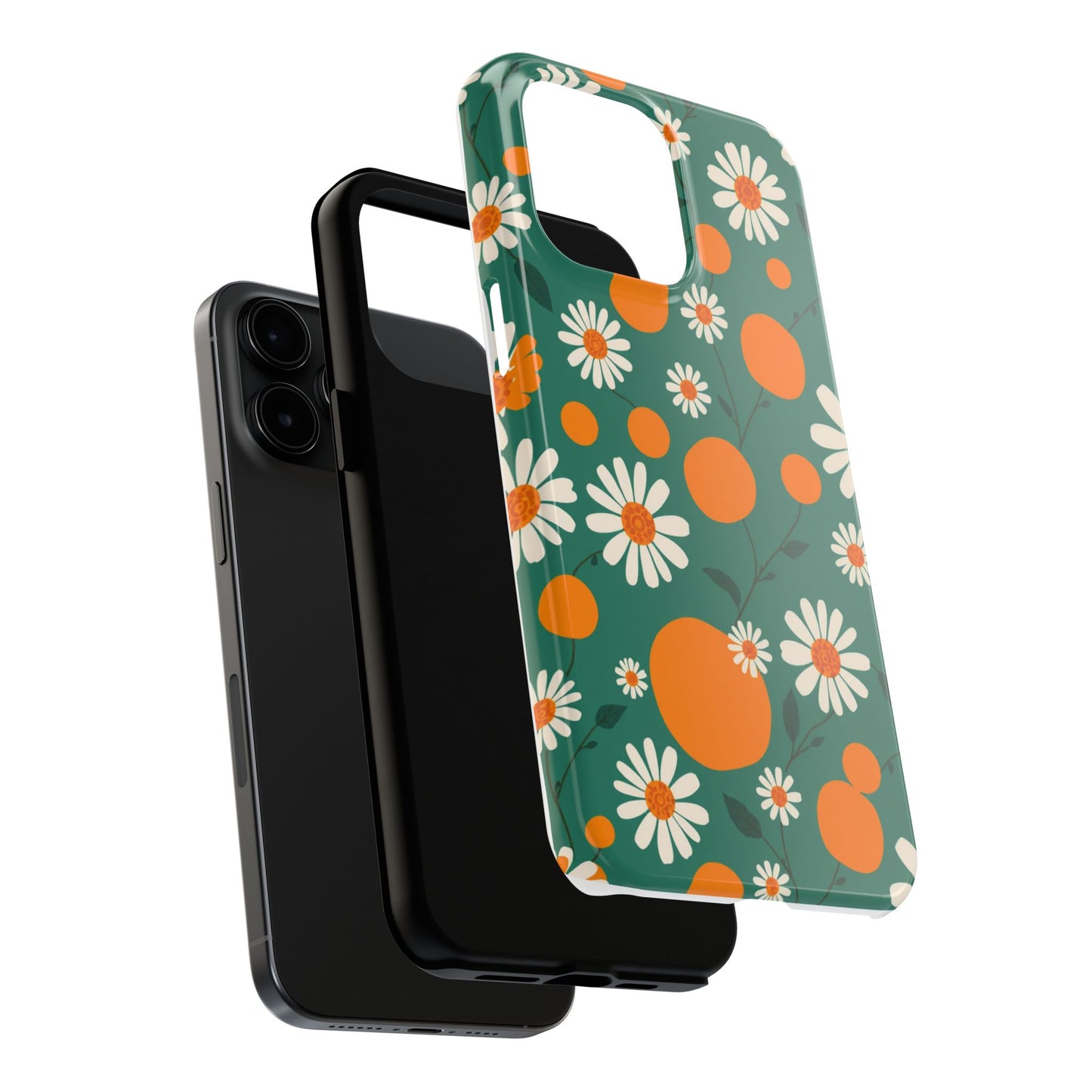Floral Tough Phone Case - Daisy & Orange Design