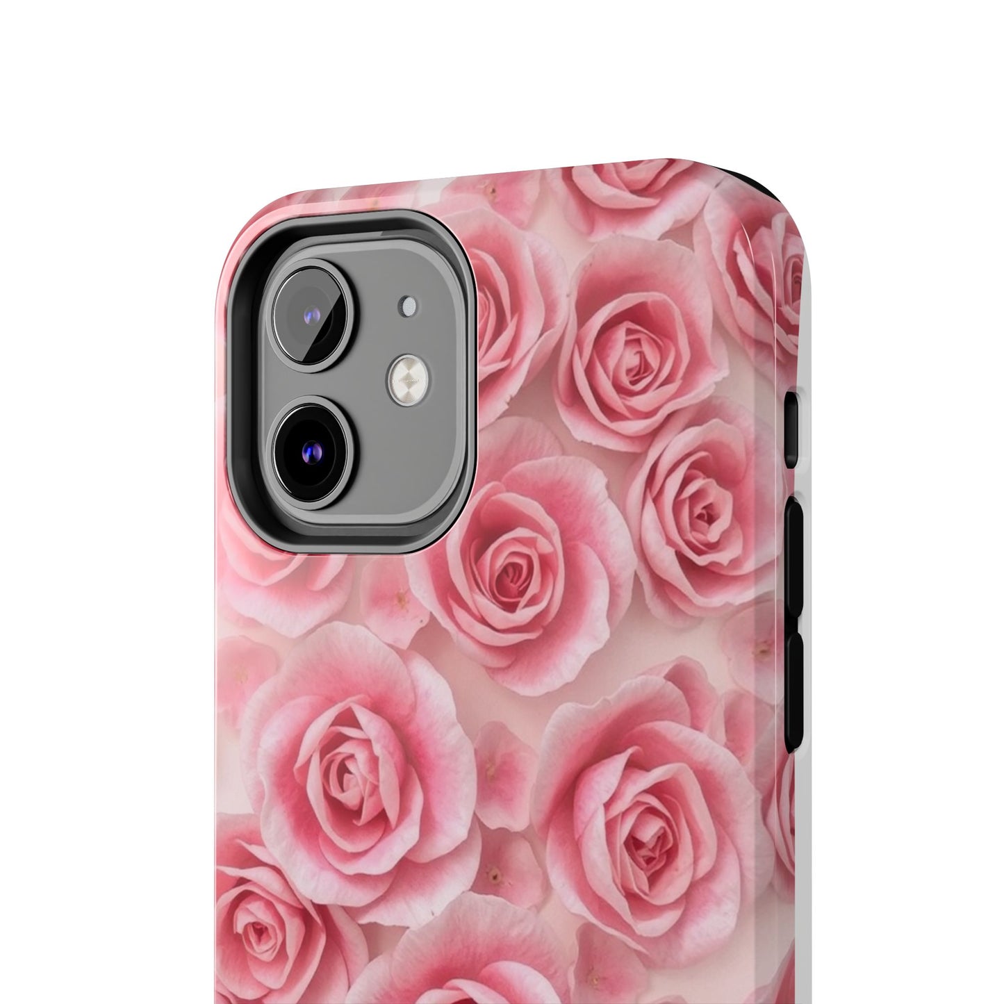 Floral Tough Phone Case - Pink Rose Design, Durable Protection for Flower Lovers