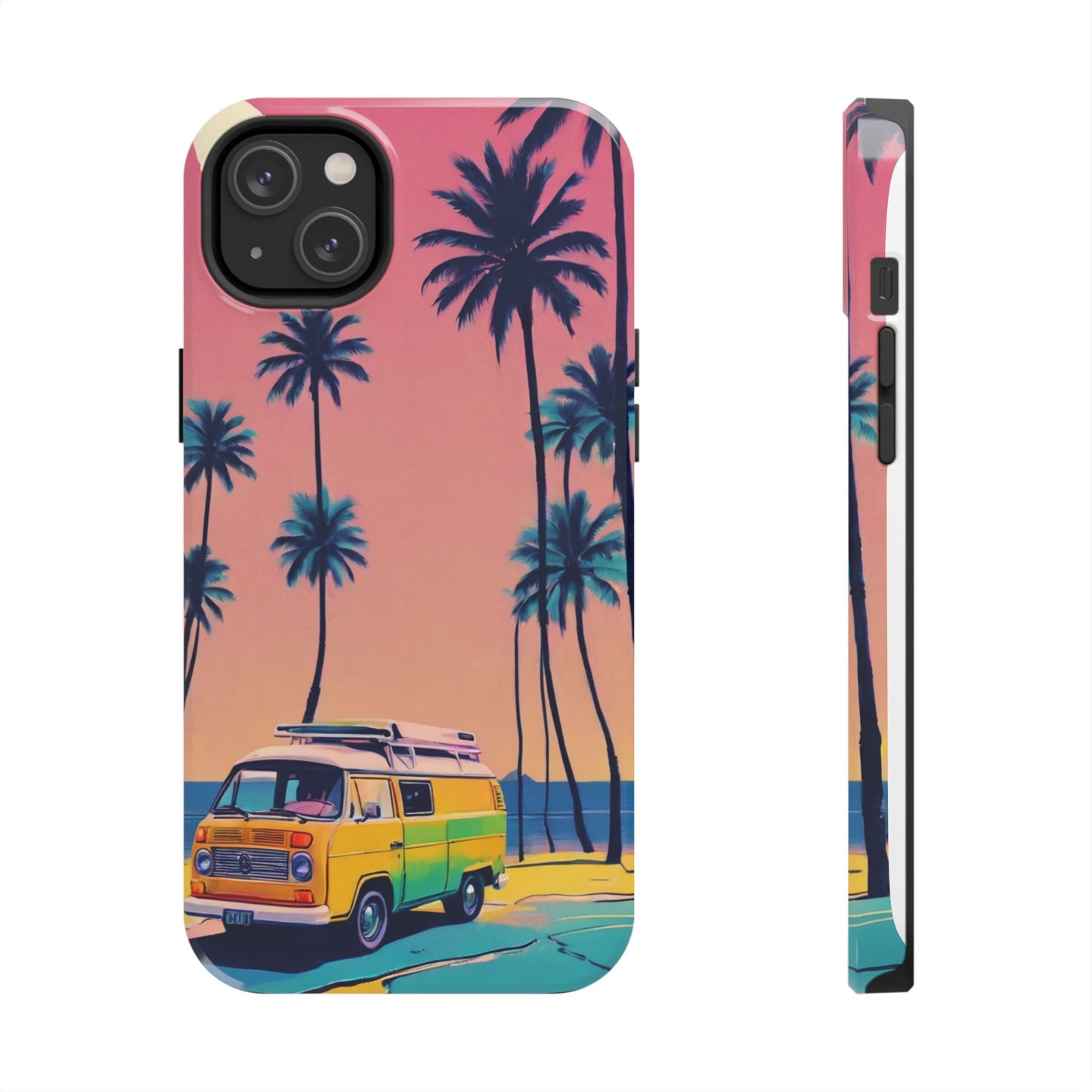 Tropical Beach Vibe Tough Phone Case - Vintage Van Design - for iPhone