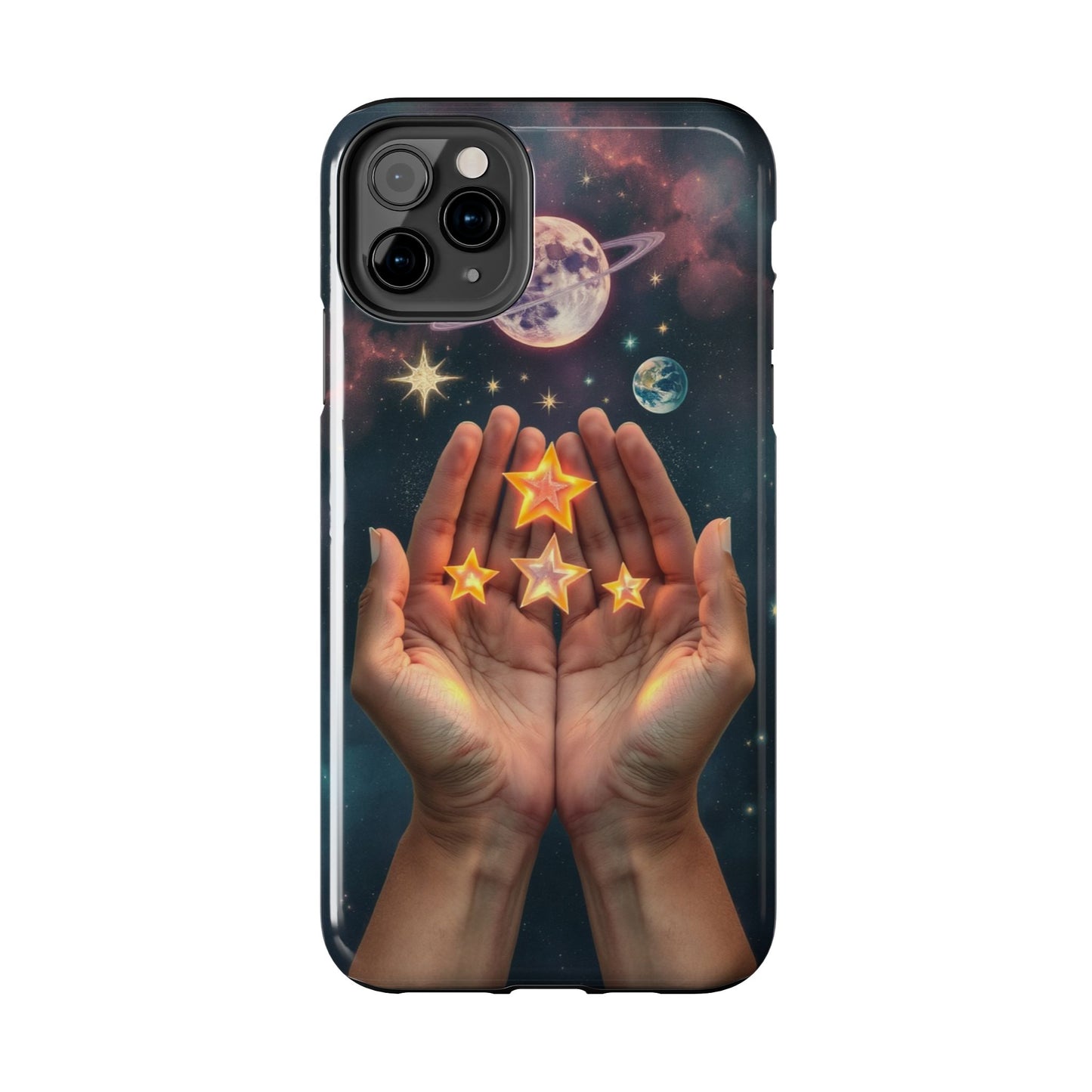 Galaxy Hands Tough Phone Case - Celestial Design for Star Lovers