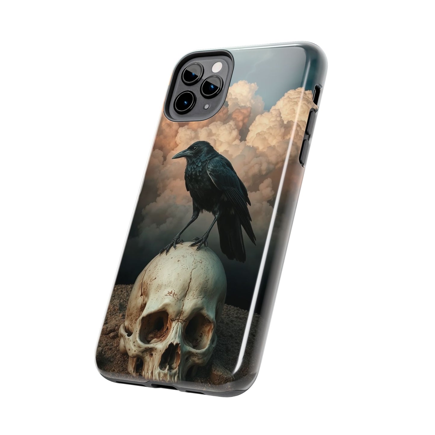 Gothic Raven Skull Tough Phone Case - Unique Protective Cover for Halloween Lovers