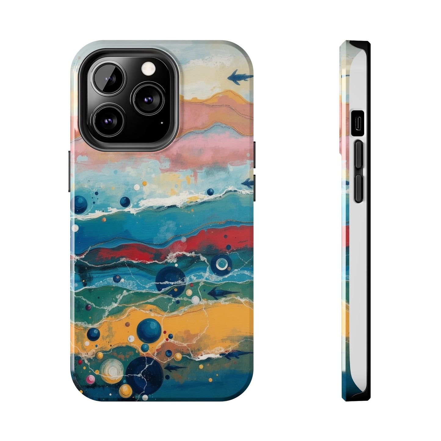Artistic Tough Phone Case - Vibrant Waves Design for Unique Style