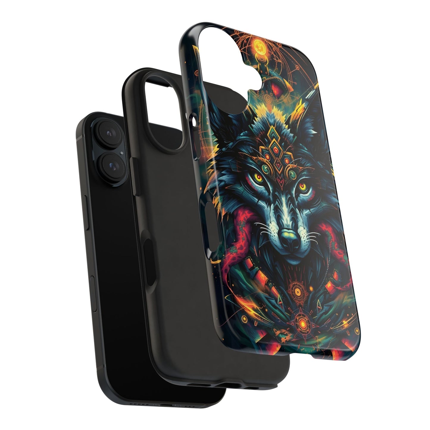 Vibrant Mystical Wolf Art Tough Phone Case - Durable & Unique Design for Animal Lovers - for iPhone