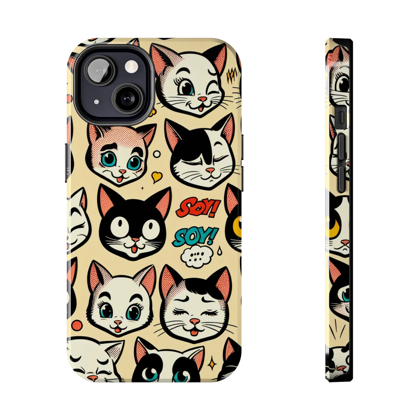 Playful Cat-Themed Tough Phone Case - Pet Pattern - for iPhone