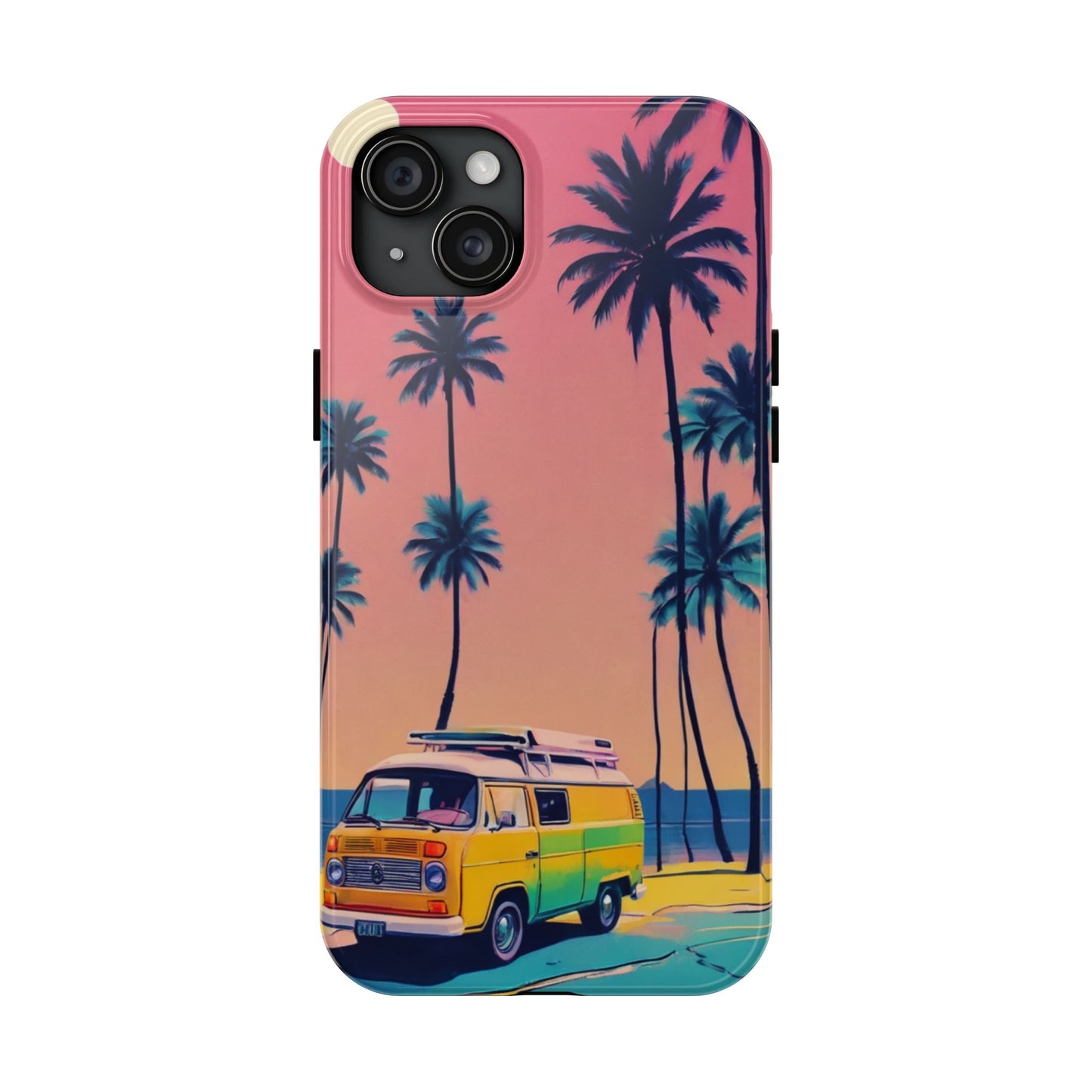 Tropical Beach Vibe Tough Phone Case - Vintage Van Design - for iPhone