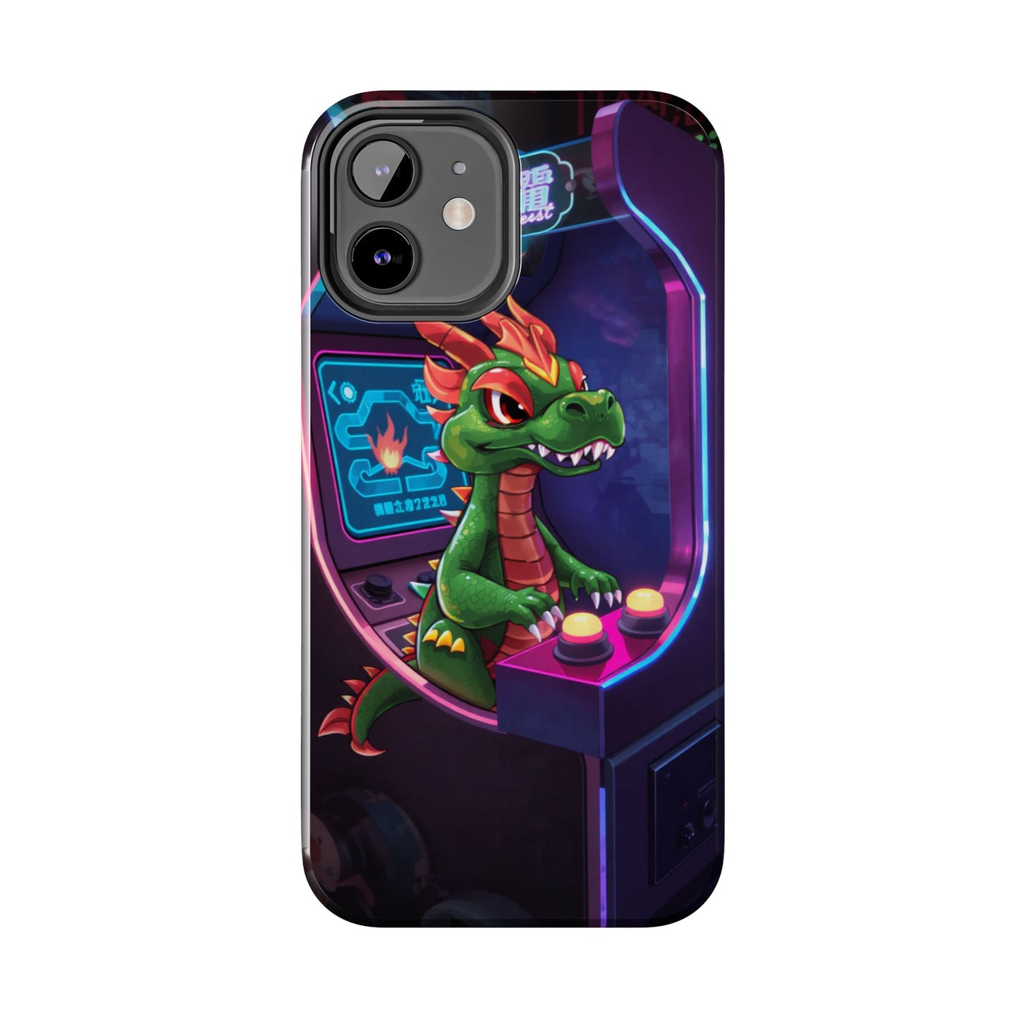 Retro Gamer Tough Phone Case with Dragon Design