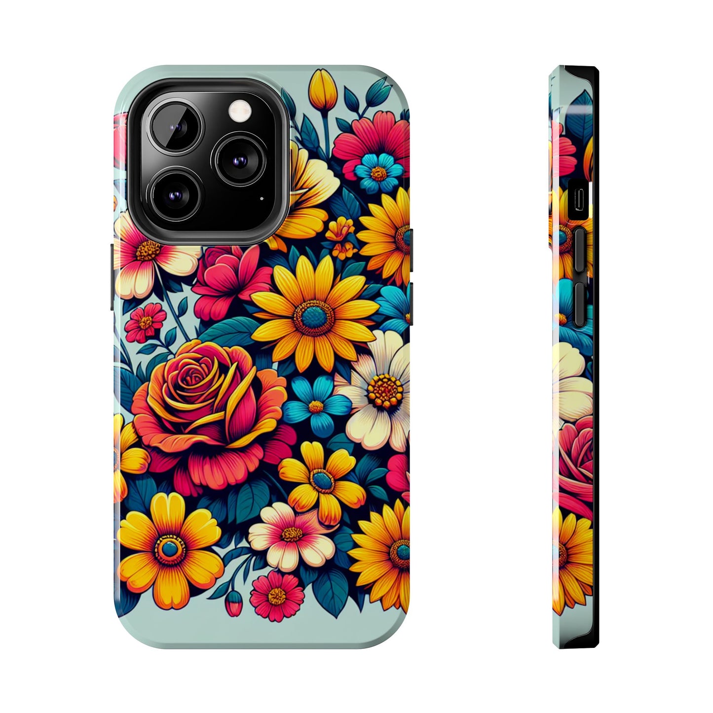 Vibrant Floral Tough Phone Case - Colorful Flower Design - for iPhone