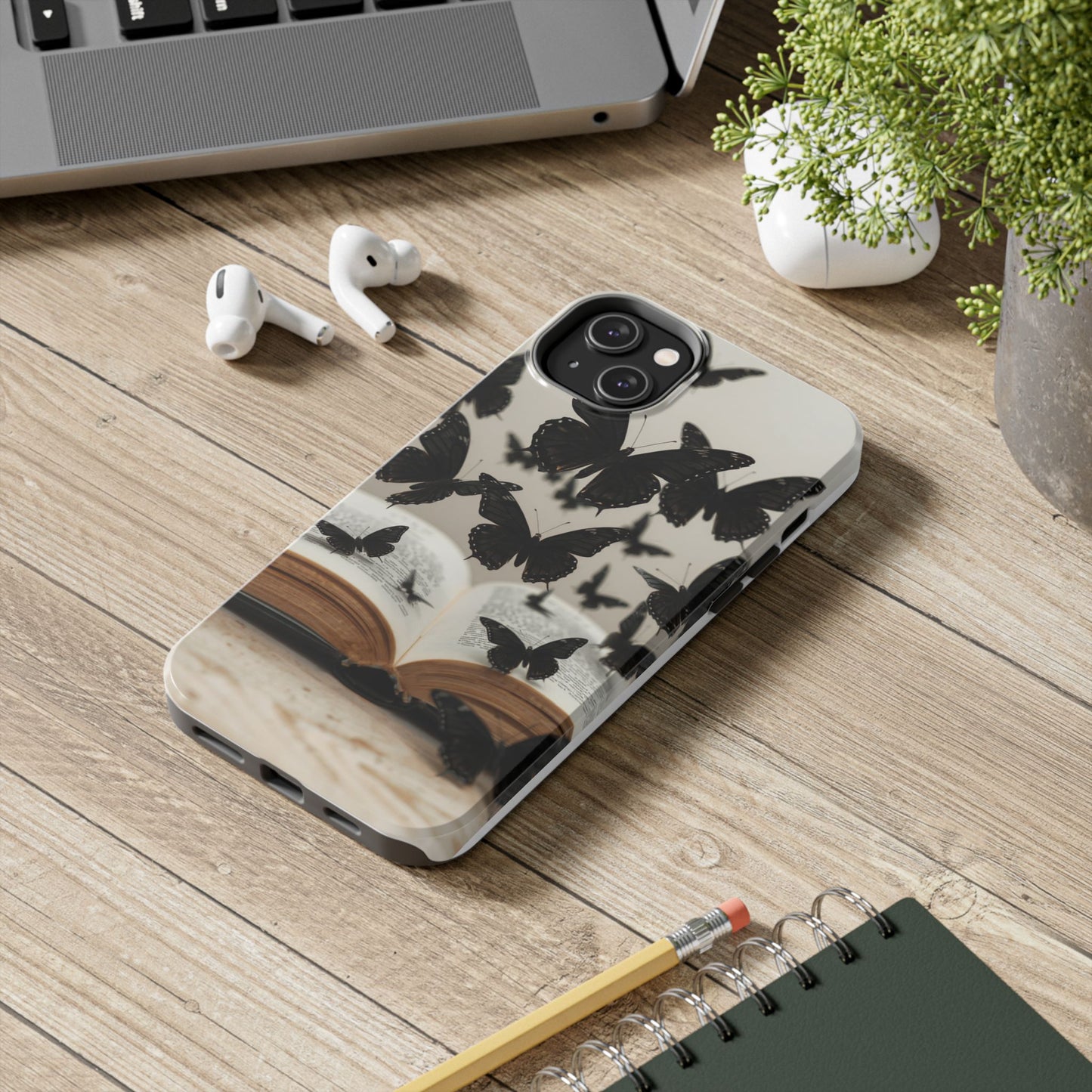 Butterfly Magic Tough Phone Case - Literary Design for Book Lovers