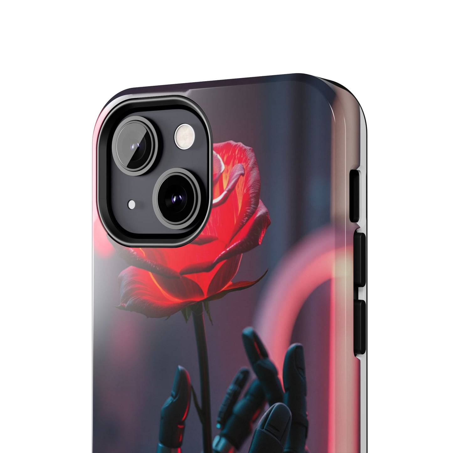 Futuristic Tough Phone Case with Robotic Rose Design | Durable Protection
