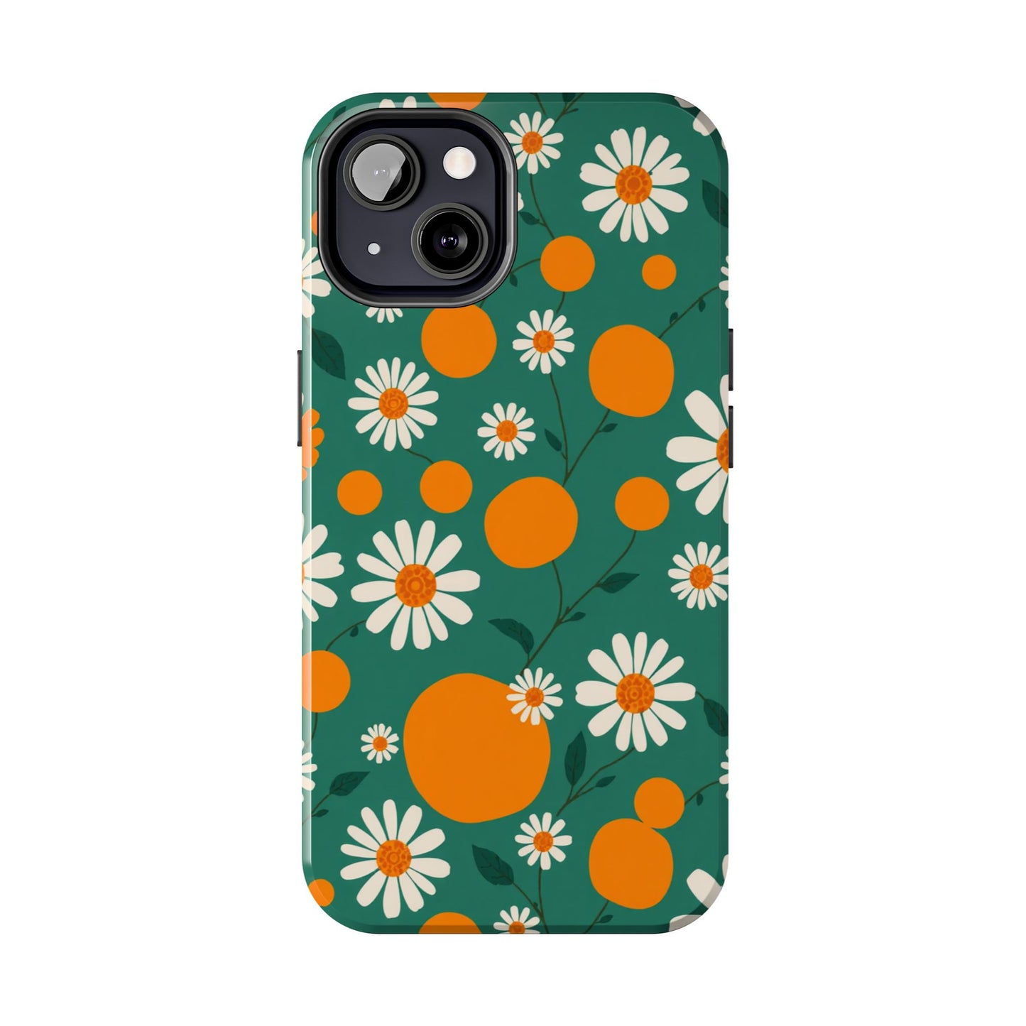 Floral Tough Phone Case - Daisy & Orange Design