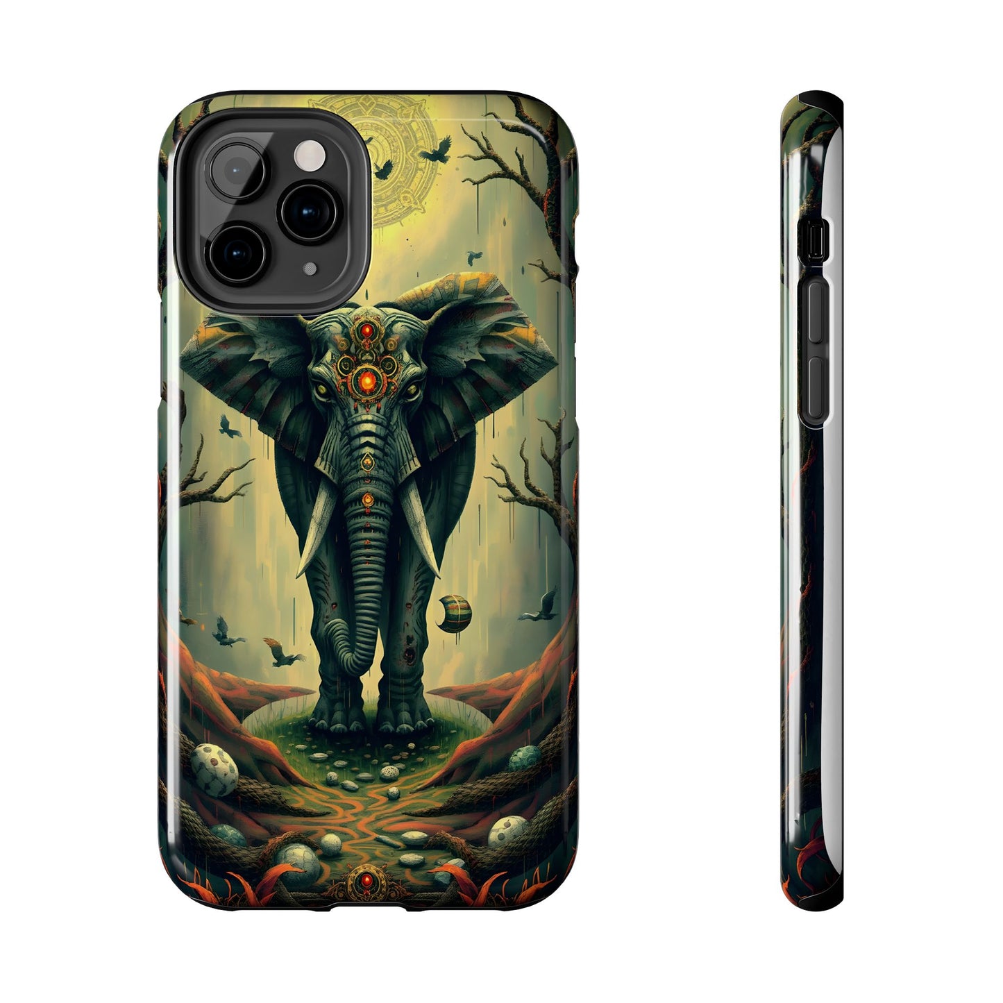 Mystical Forest Elephant Tough Phone Case | Vibrant Design for Nature Lovers - for iPhone