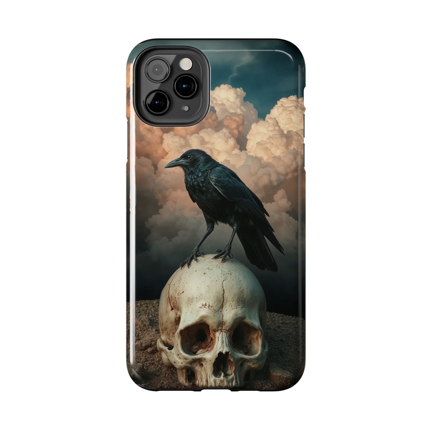 Gothic Raven Skull Tough Phone Case - Unique Protective Cover for Halloween Lovers