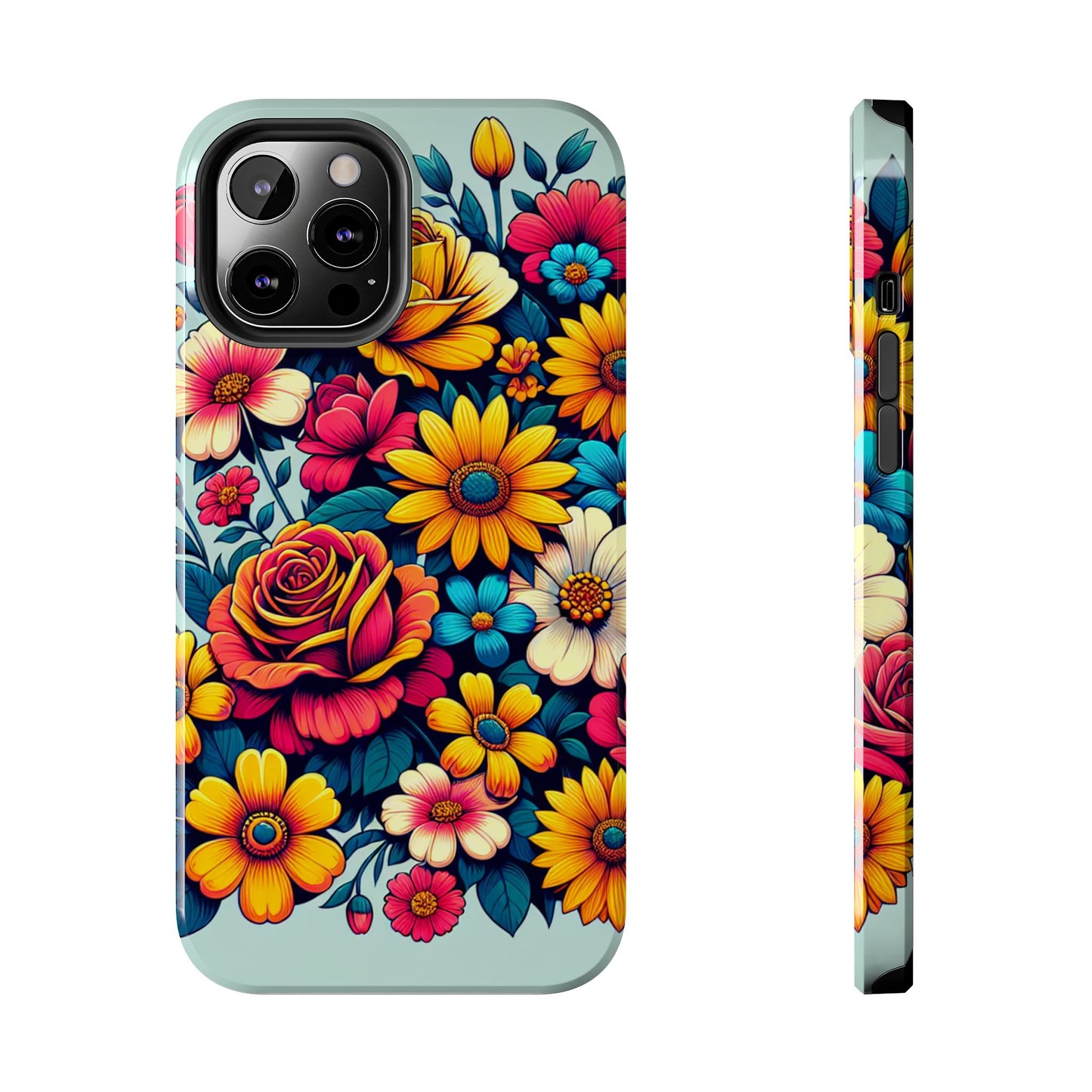 Vibrant Floral Tough Phone Case - Colorful Flower Design - for iPhone