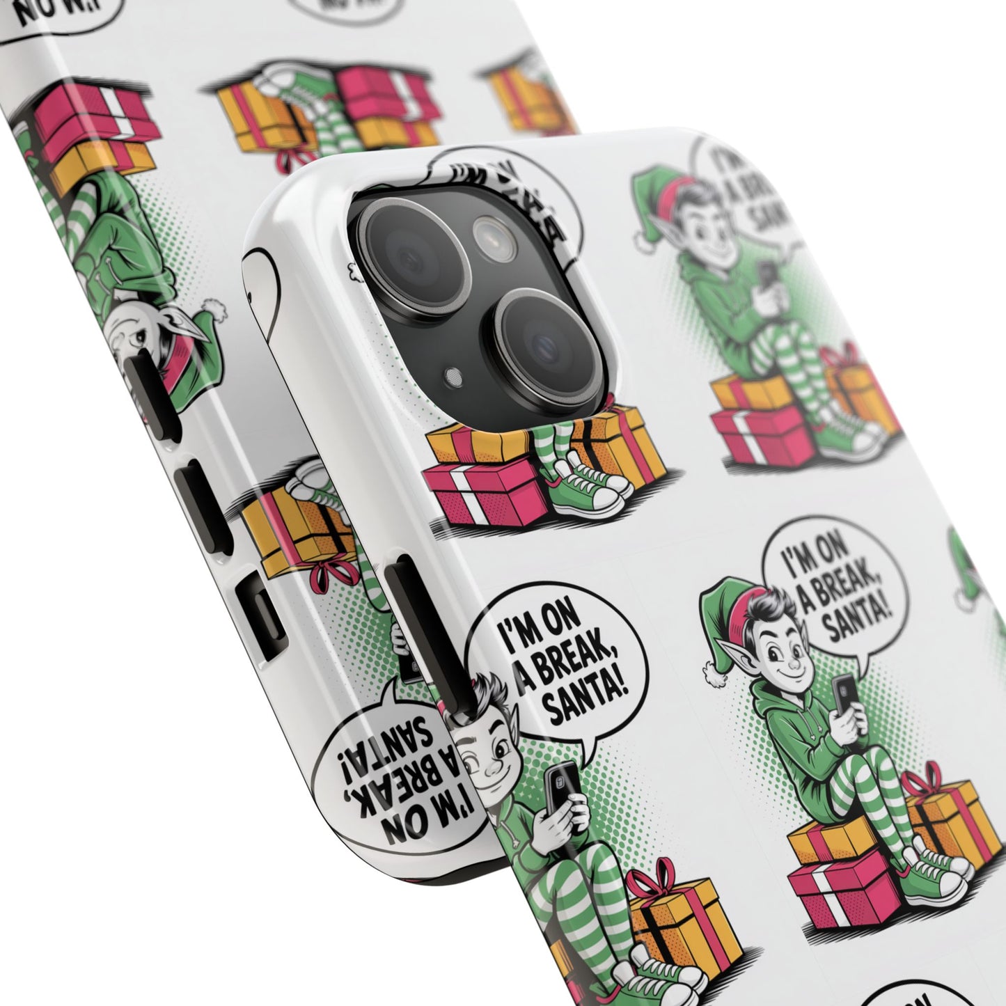 Christmas Elf Tough Phone Case - I'm on a Break, Santa Pattern!
