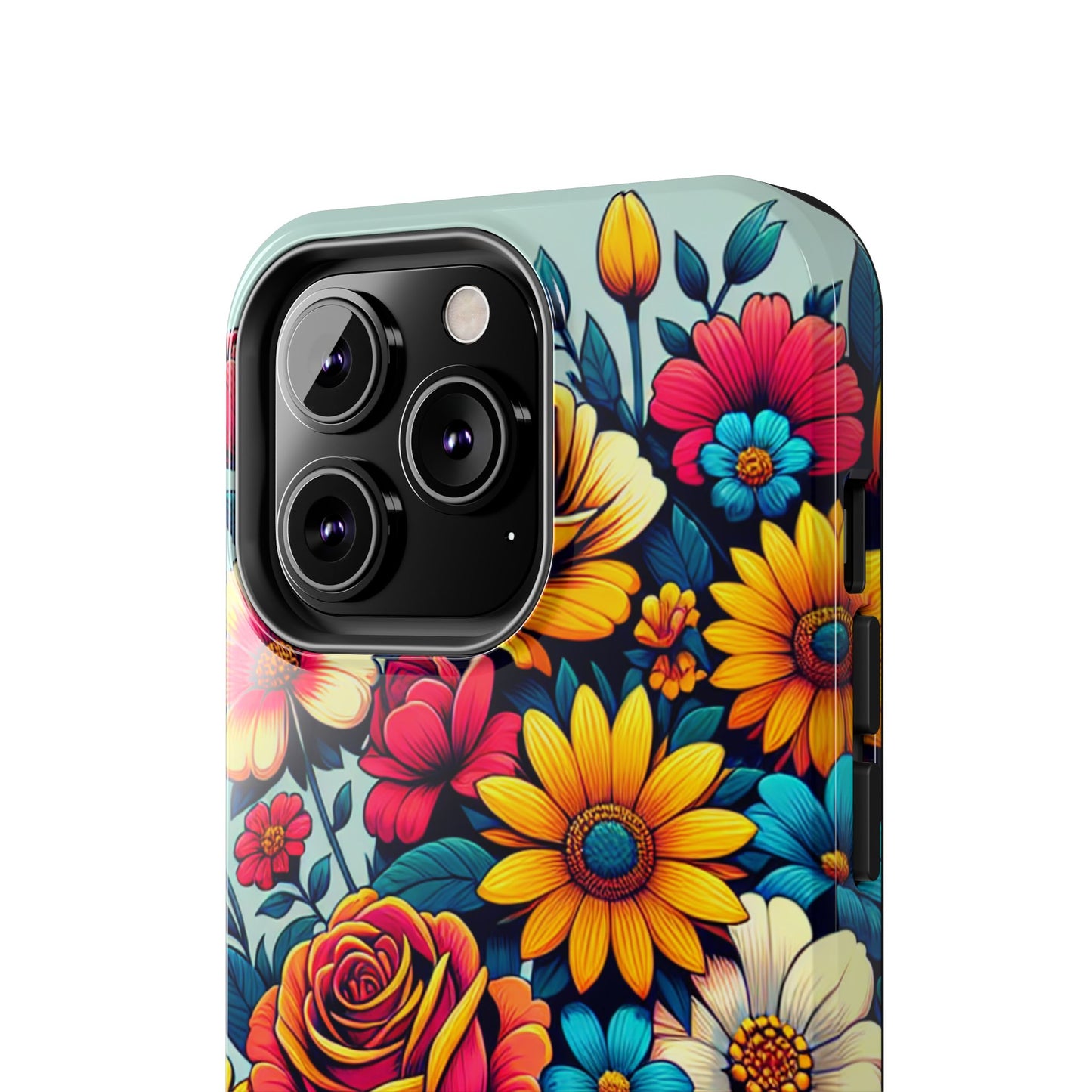 Vibrant Floral Tough Phone Case - Colorful Flower Design - for iPhone