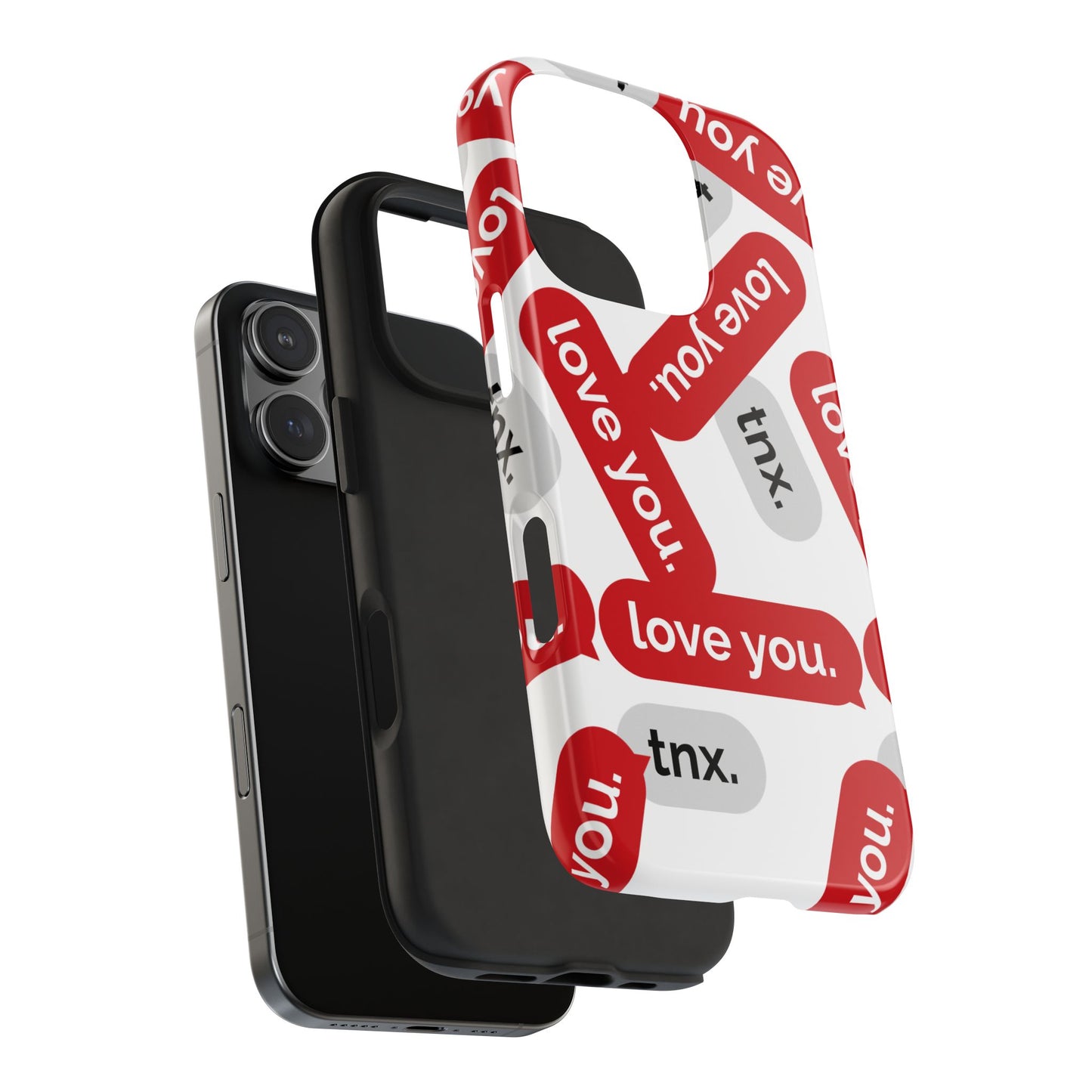 Love You&Tnx Tough Phone Case - Stylish and Protective for iPhone