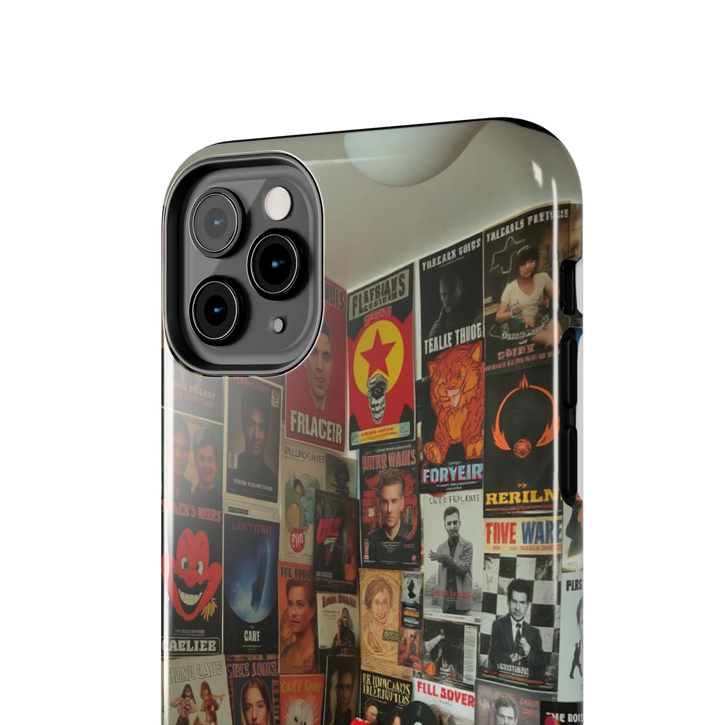Retro Vibe Tough Phone Case - Vintage Movie Posters & Plush Toys Design