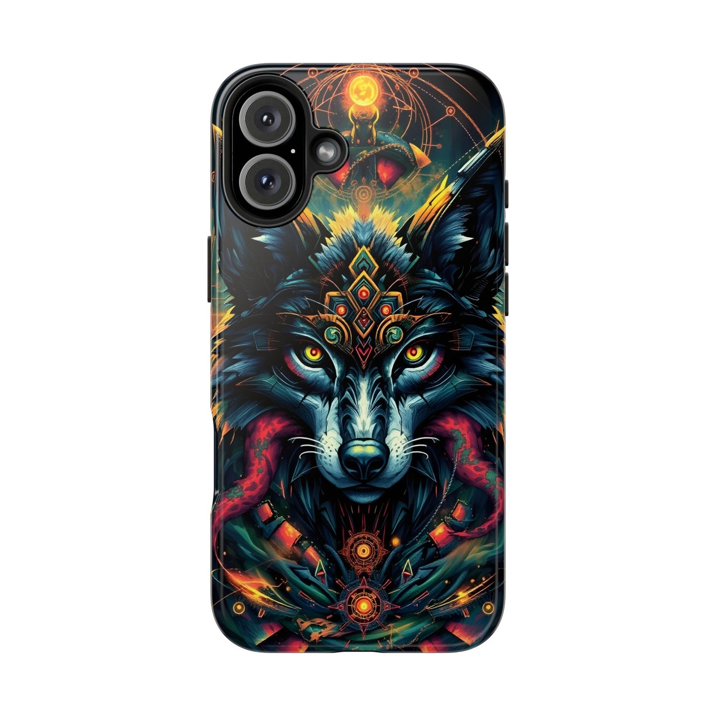 Vibrant Mystical Wolf Art Tough Phone Case - Durable & Unique Design for Animal Lovers - for iPhone