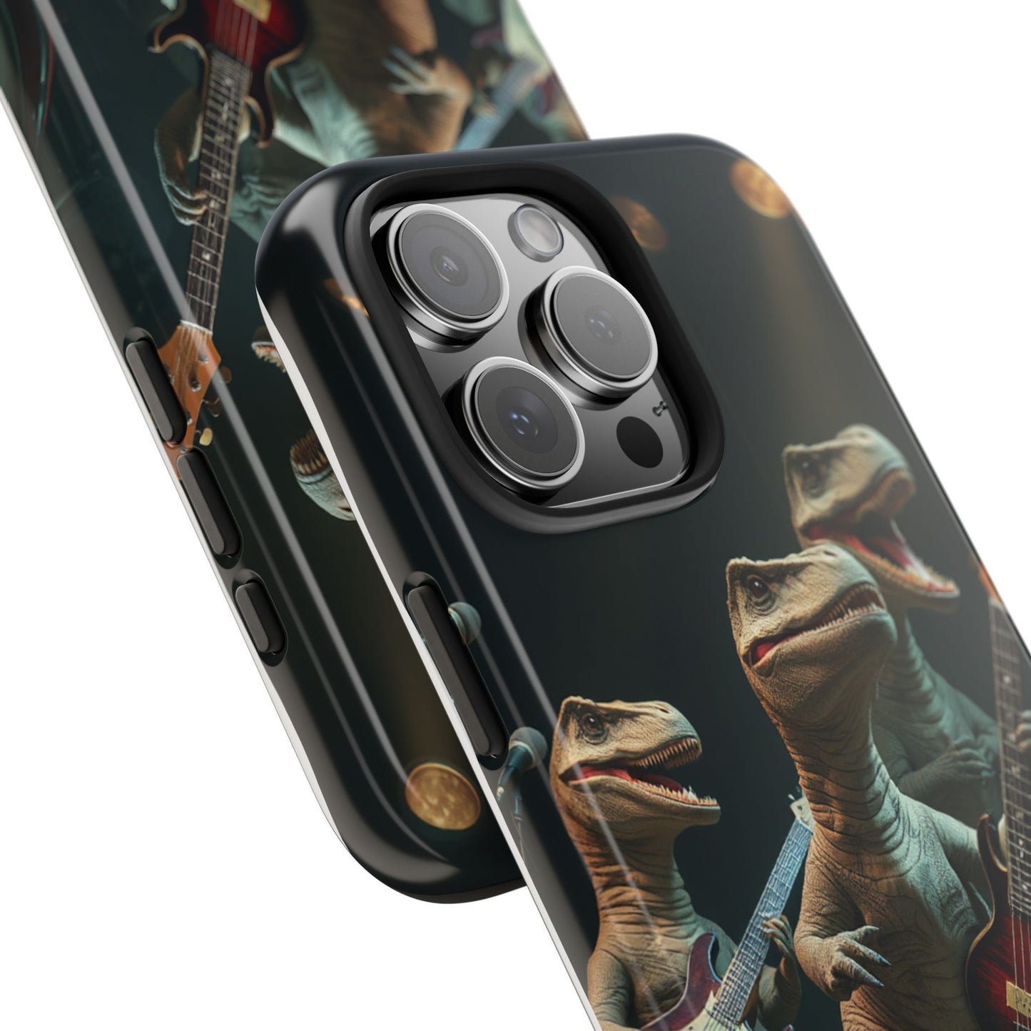 Rockin' Dinosaur Tough Phone Cases - Perfect for Music Lovers and Kids!