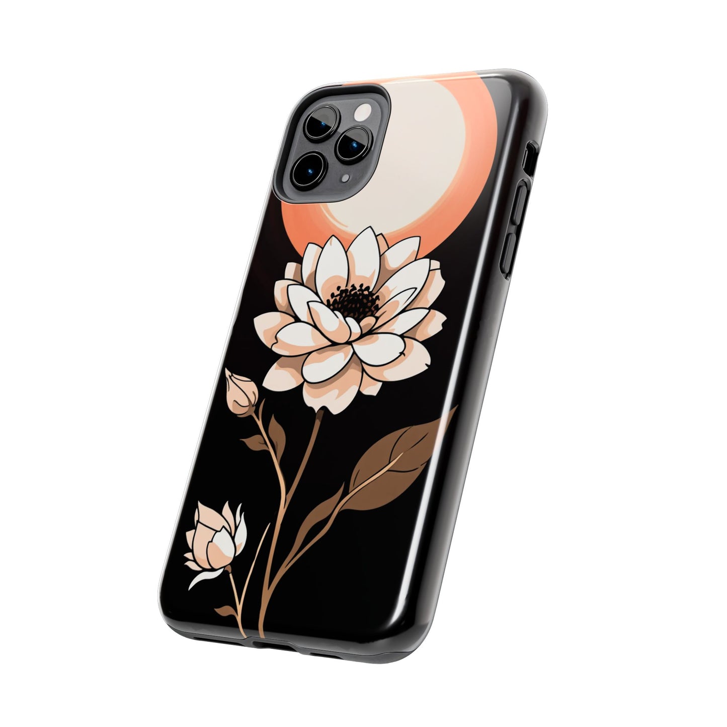Elegant Contrast Floral Tough Phone Case - Stylish Protection for Your Device - for iPhone
