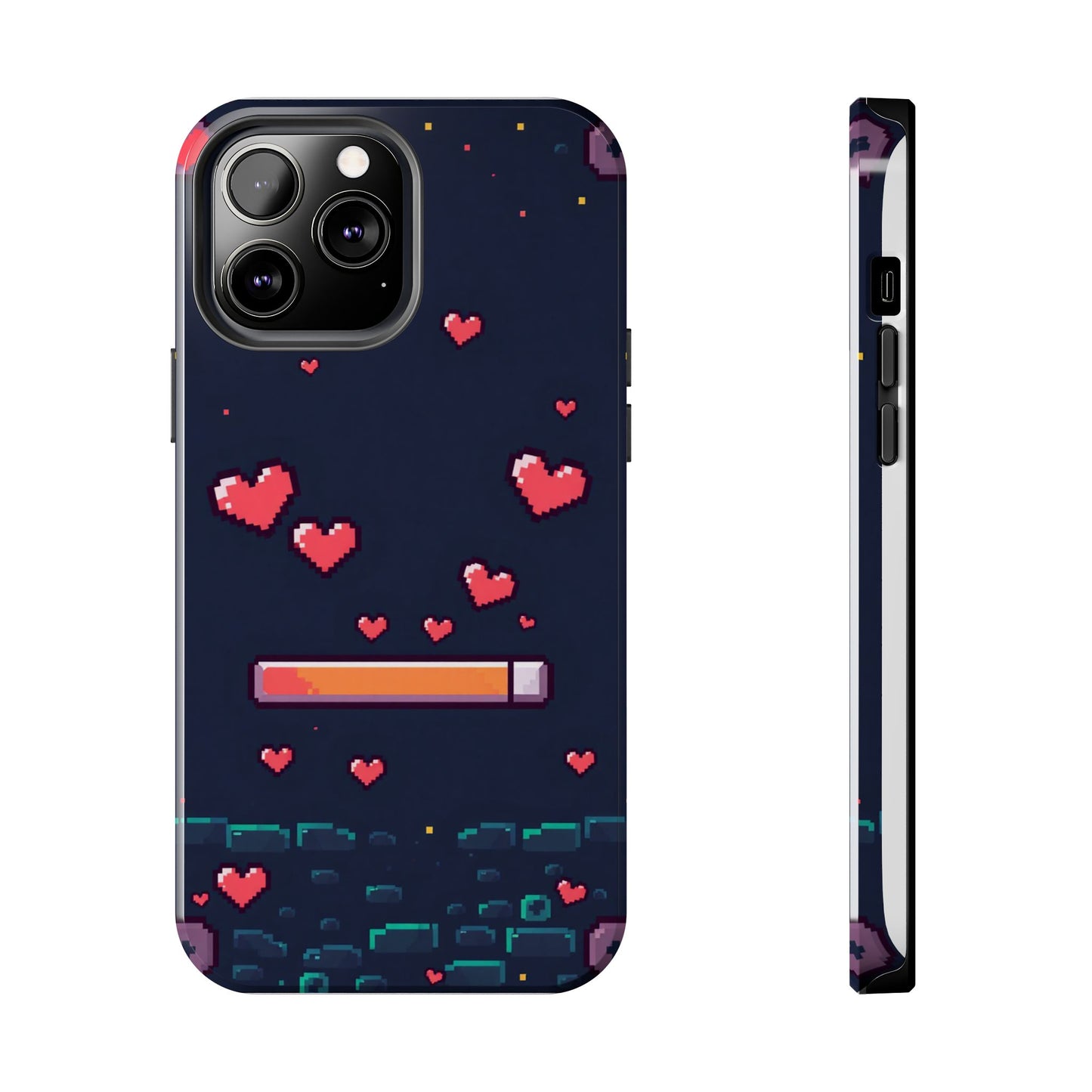 Pixel Heart Tough Phone Case - Retro Gamer Style for Valentine's Day