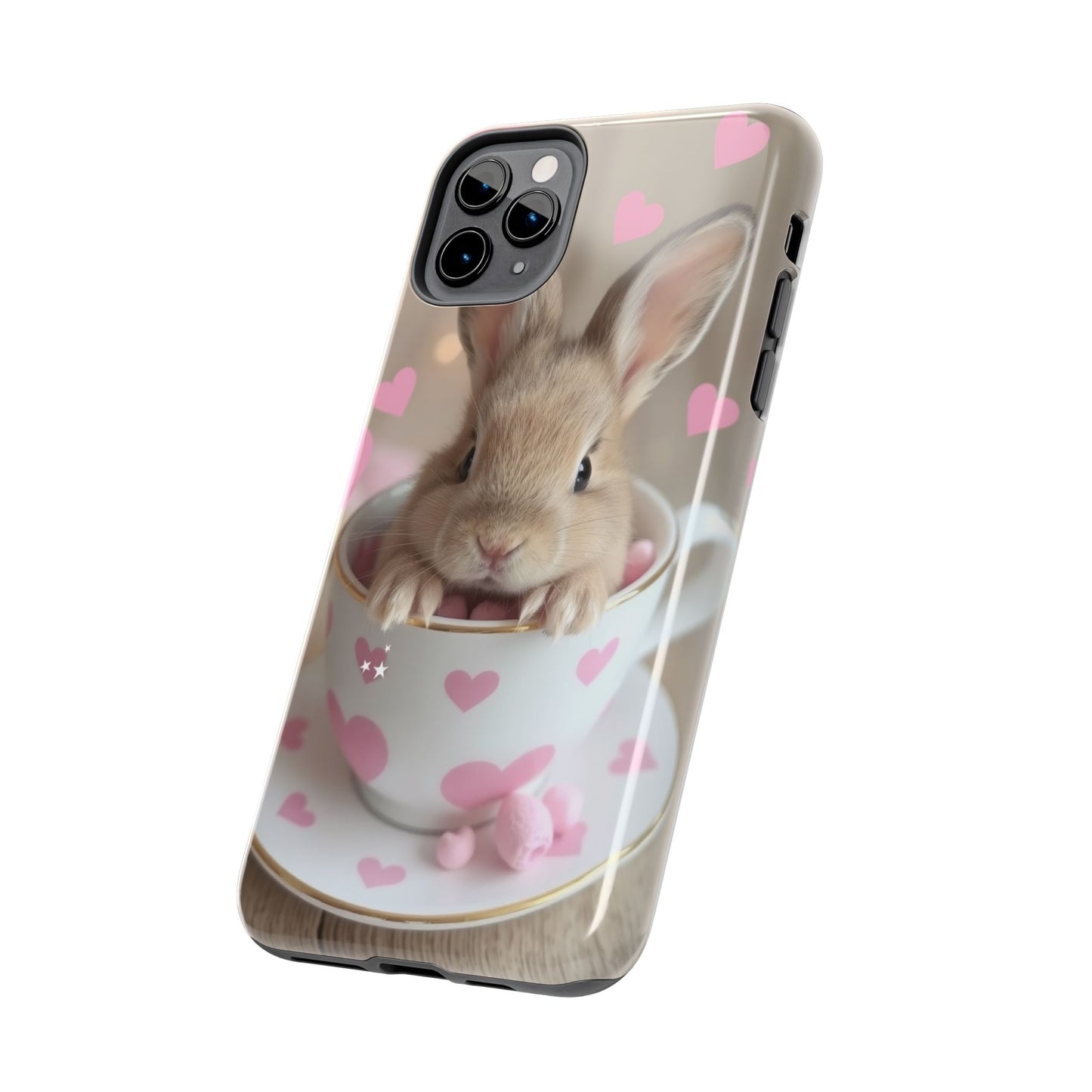 Adorable Bunny Phone Case with Heart Design - Cute Gift for Animal Lovers