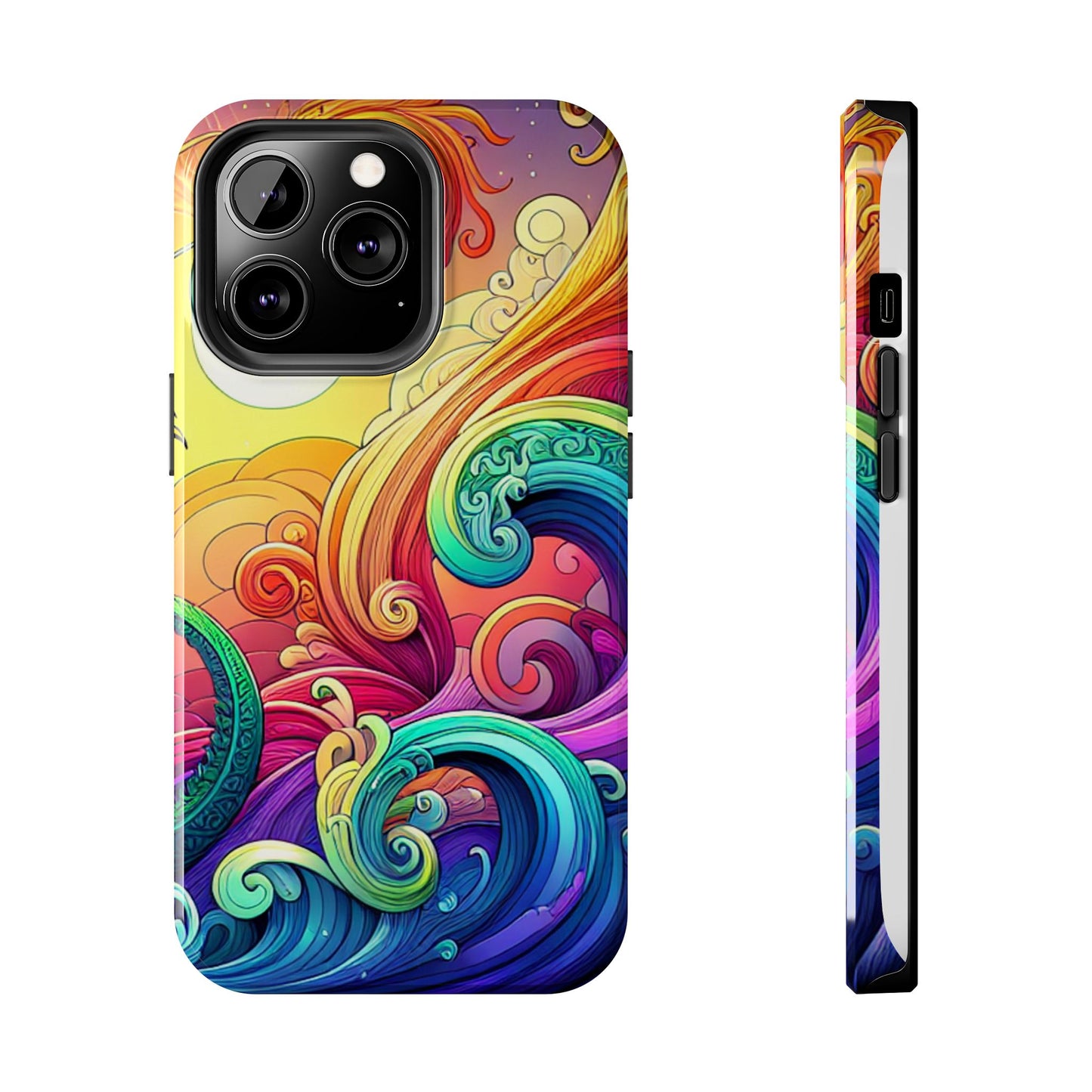 Fantasy Ocean Waves Tough Phone Case - Colorful Protective Cover - for iPhone