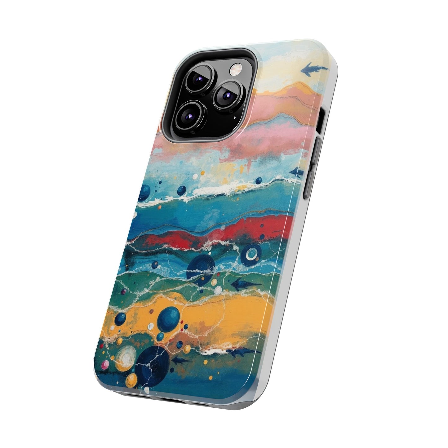 Artistic Tough Phone Case - Vibrant Waves Design for Unique Style