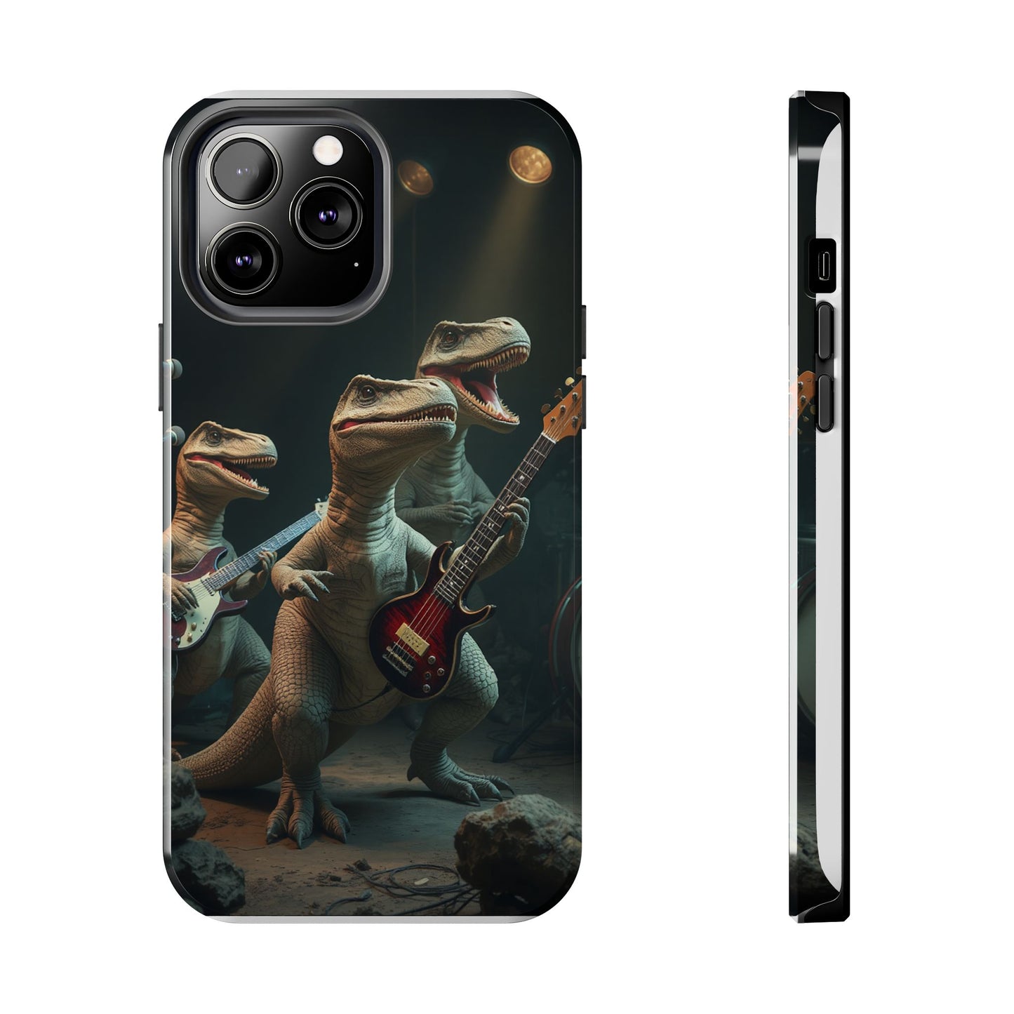 Rockin' Dinosaur Tough Phone Cases - Perfect for Music Lovers and Kids!
