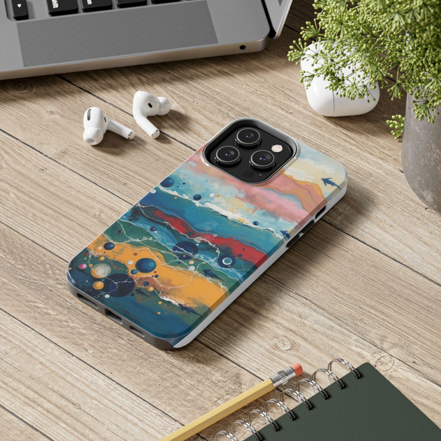 Artistic Tough Phone Case - Vibrant Waves Design for Unique Style