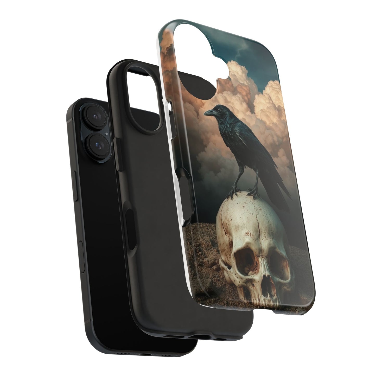 Gothic Raven Skull Tough Phone Case - Unique Protective Cover for Halloween Lovers