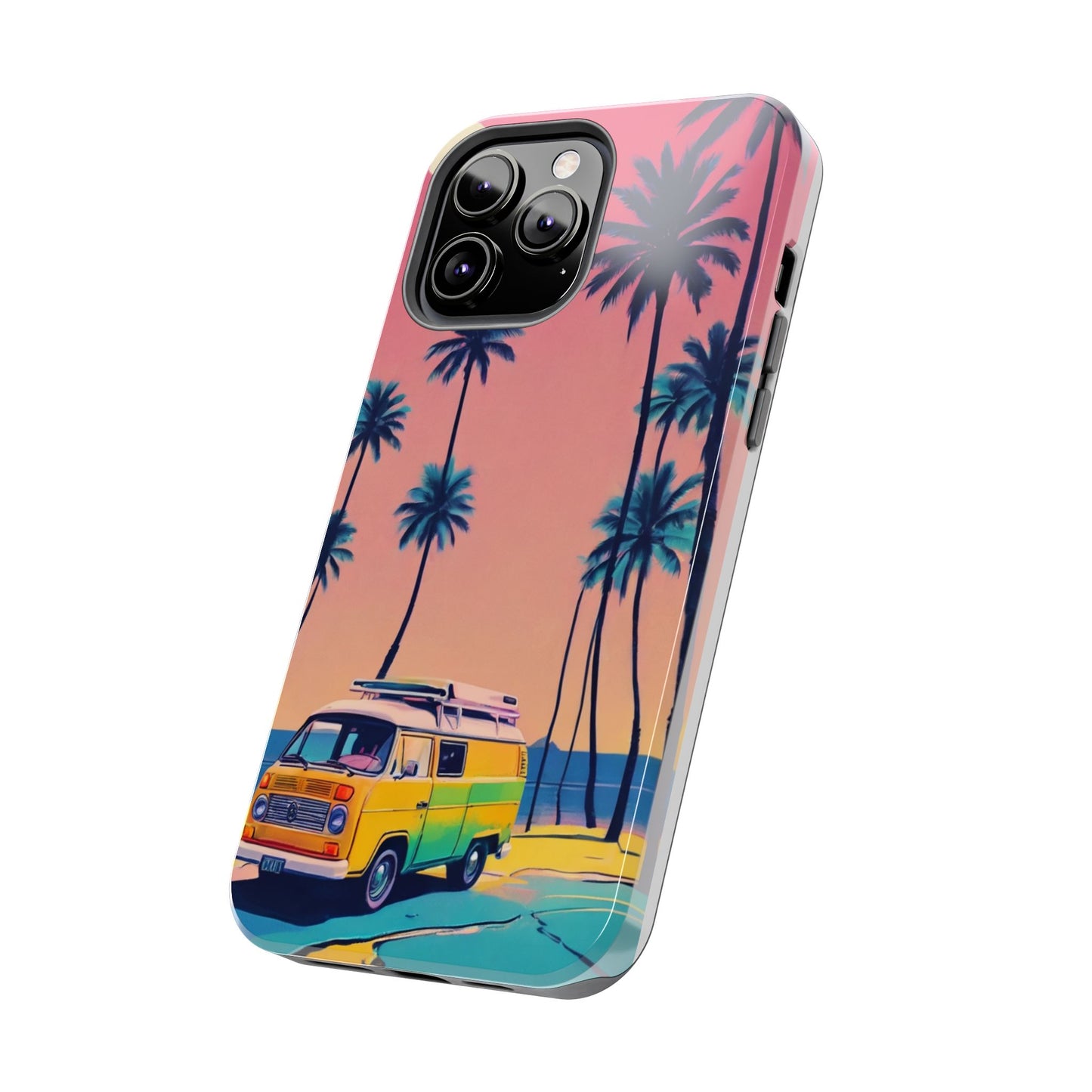 Tropical Beach Vibe Tough Phone Case - Vintage Van Design - for iPhone