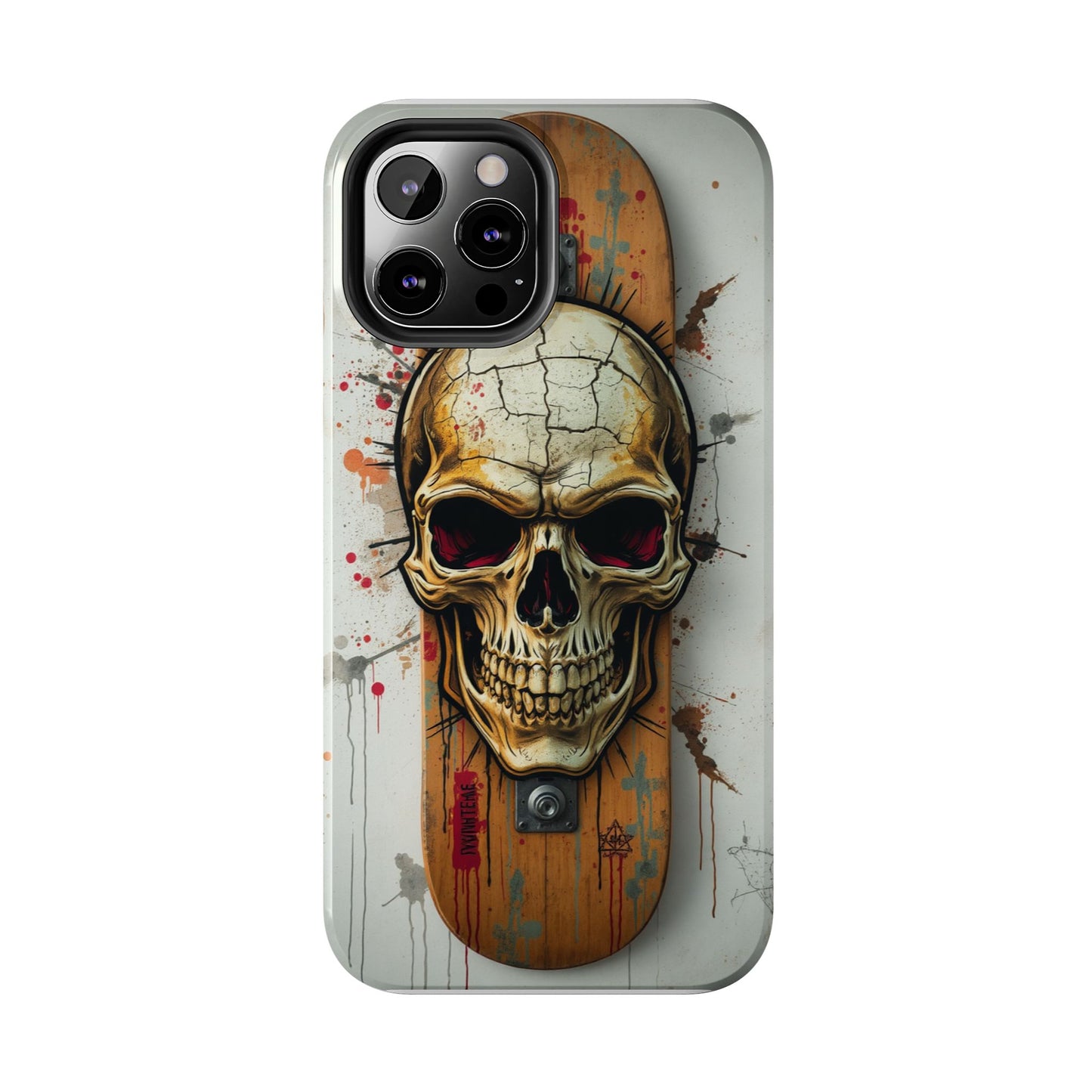 Edgy Skull Tough Phone Case - Durable Protection for Skateboard Enthusiasts