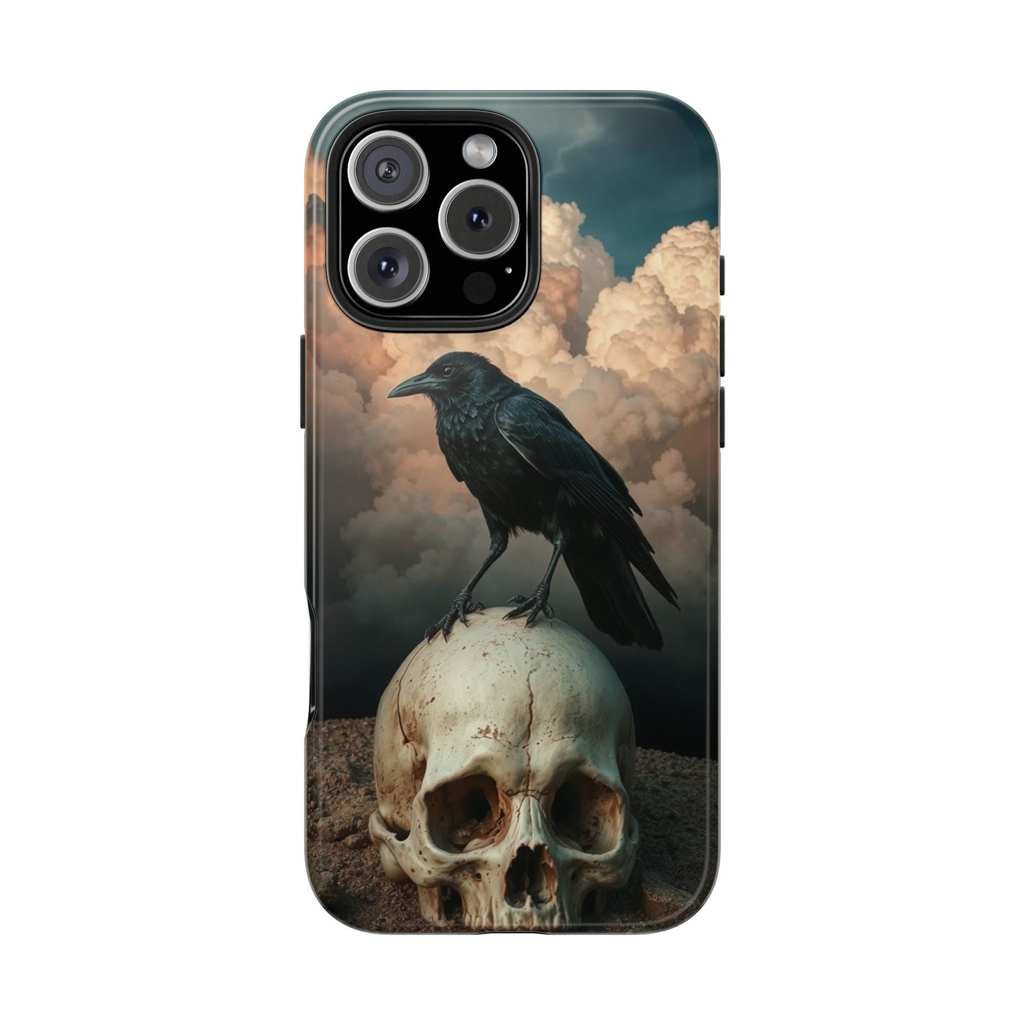 Gothic Raven Skull Tough Phone Case - Unique Protective Cover for Halloween Lovers
