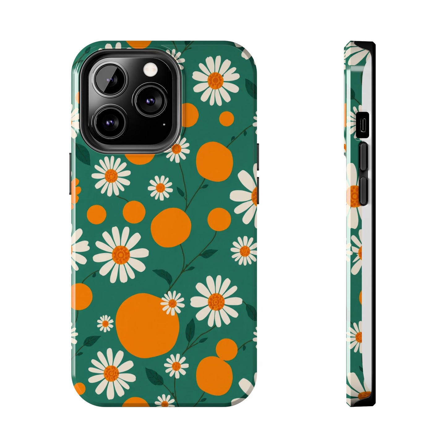 Floral Tough Phone Case - Daisy & Orange Design