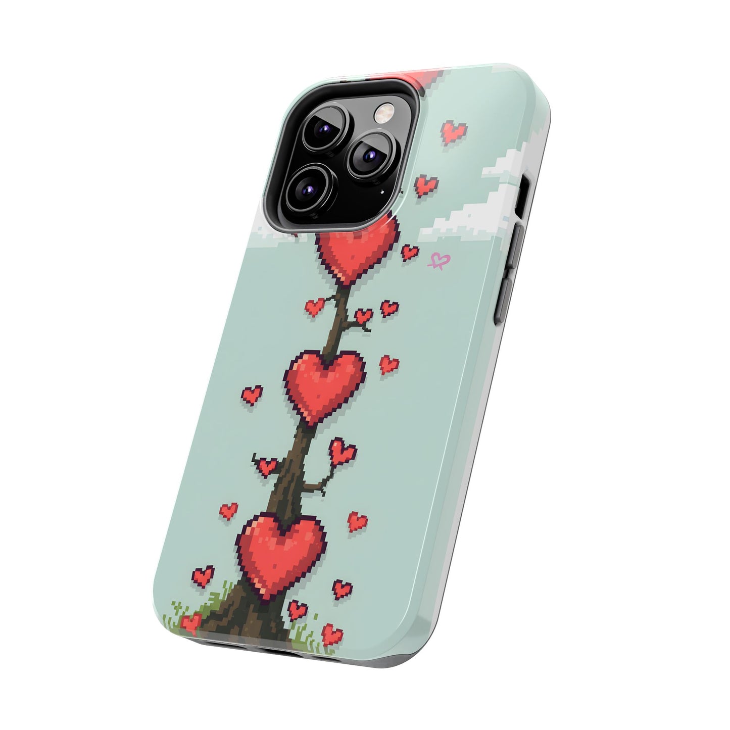 Pixelated Love Hearts Tree | Tough Phone Case - Cute Design - for iPhone