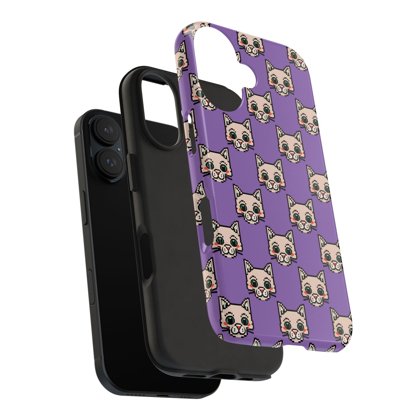 Cute Pixel Cat Tough Phone Case – Fun and Durable Protection for Cat Lovers - for iPhone