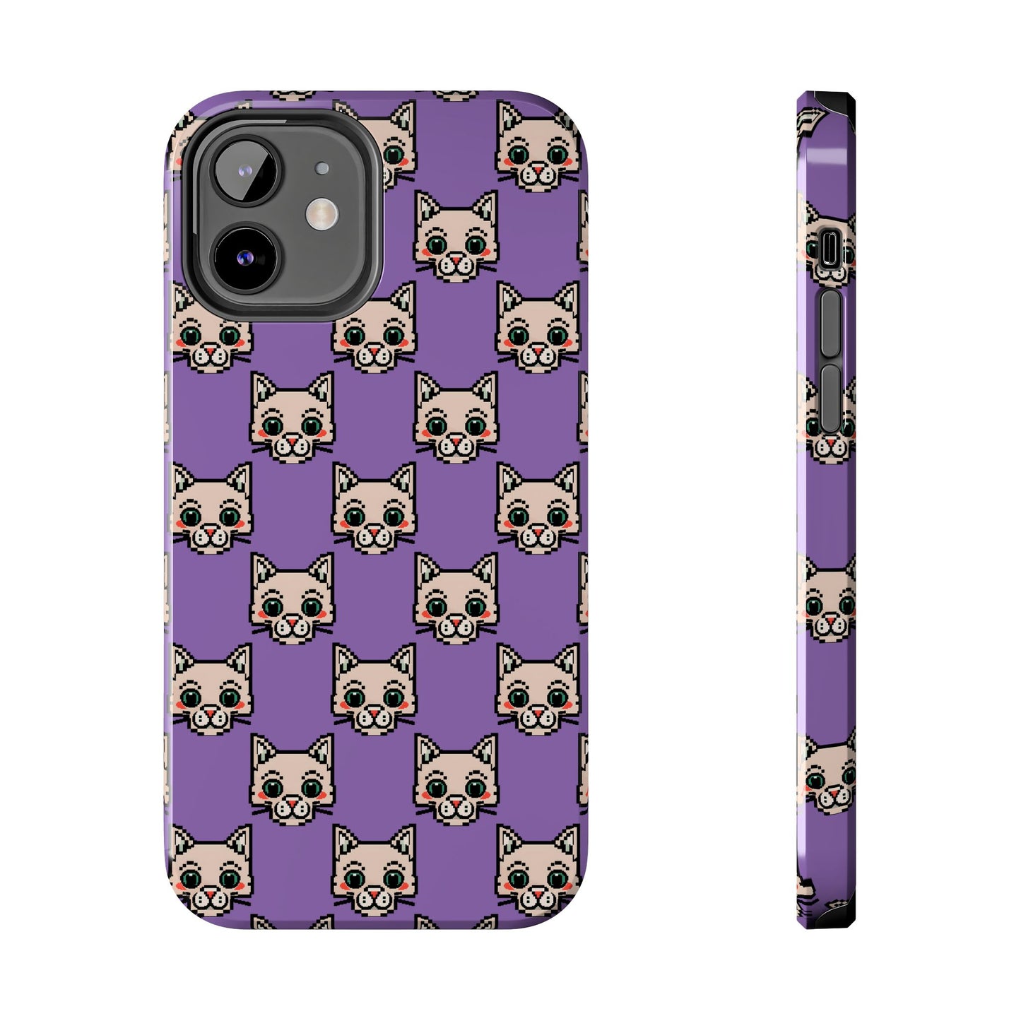Cute Pixel Cat Tough Phone Case – Fun and Durable Protection for Cat Lovers - for iPhone