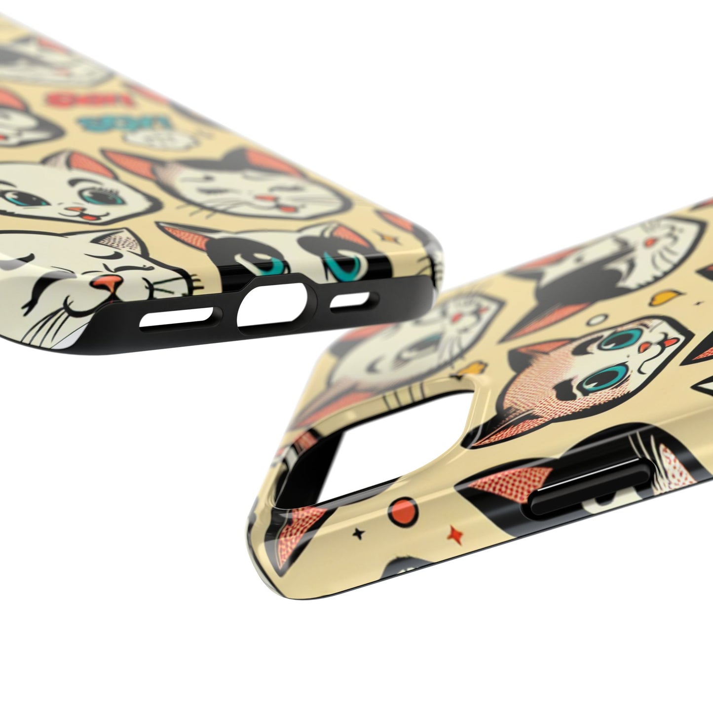 Playful Cat-Themed Tough Phone Case - Pet Pattern - for iPhone