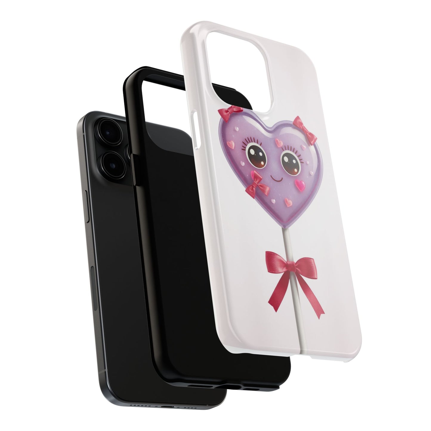 Cute Heart Lollipop Tough Phone Case - Adorable Protection for Candy Lovers