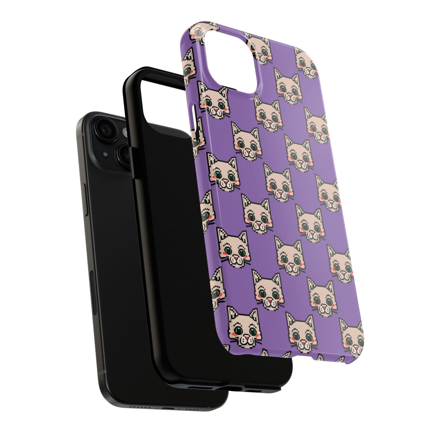 Cute Pixel Cat Tough Phone Case – Fun and Durable Protection for Cat Lovers - for iPhone